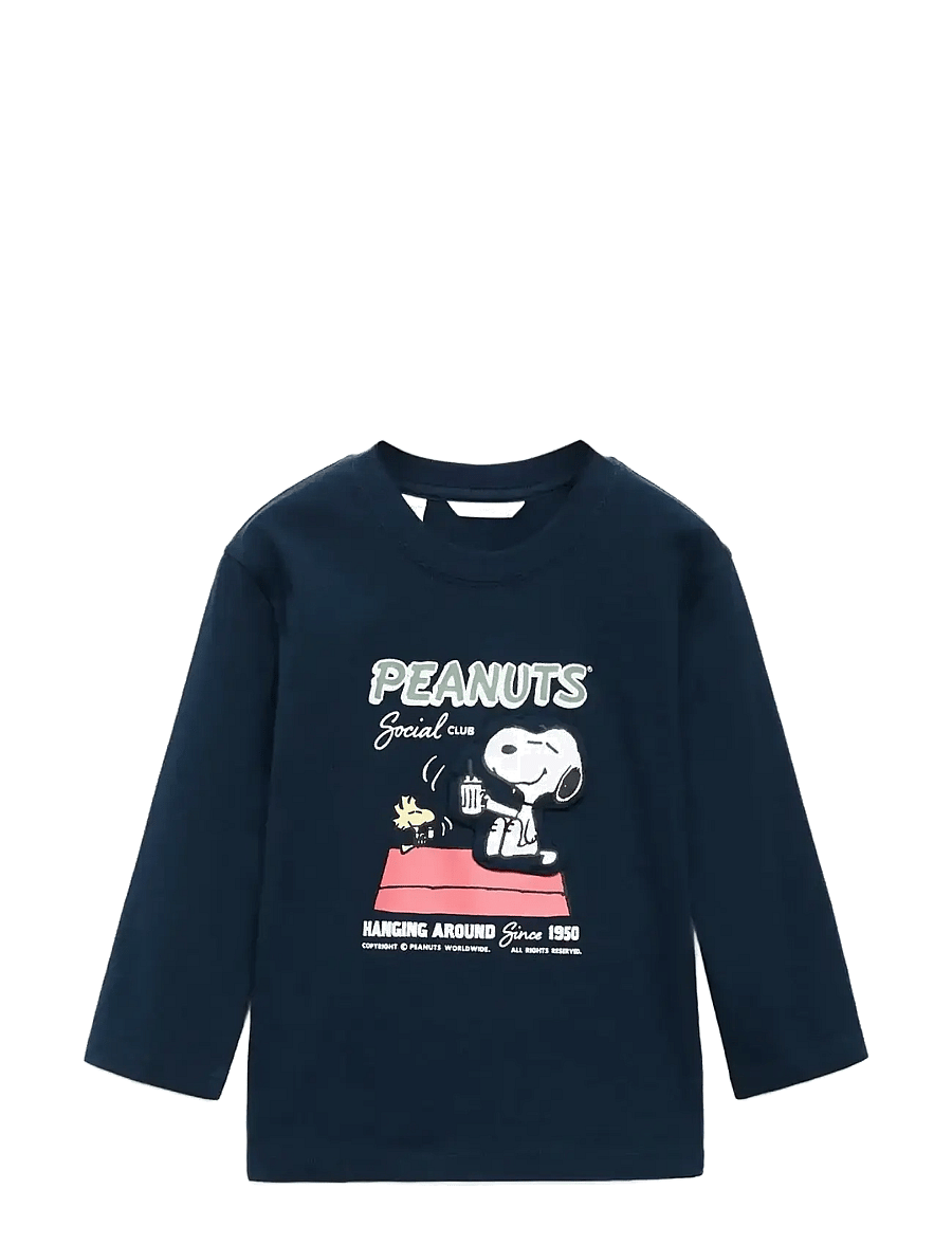 Mango - Snoopy printed t-shirt - långärmade t-shirts - navy - 0