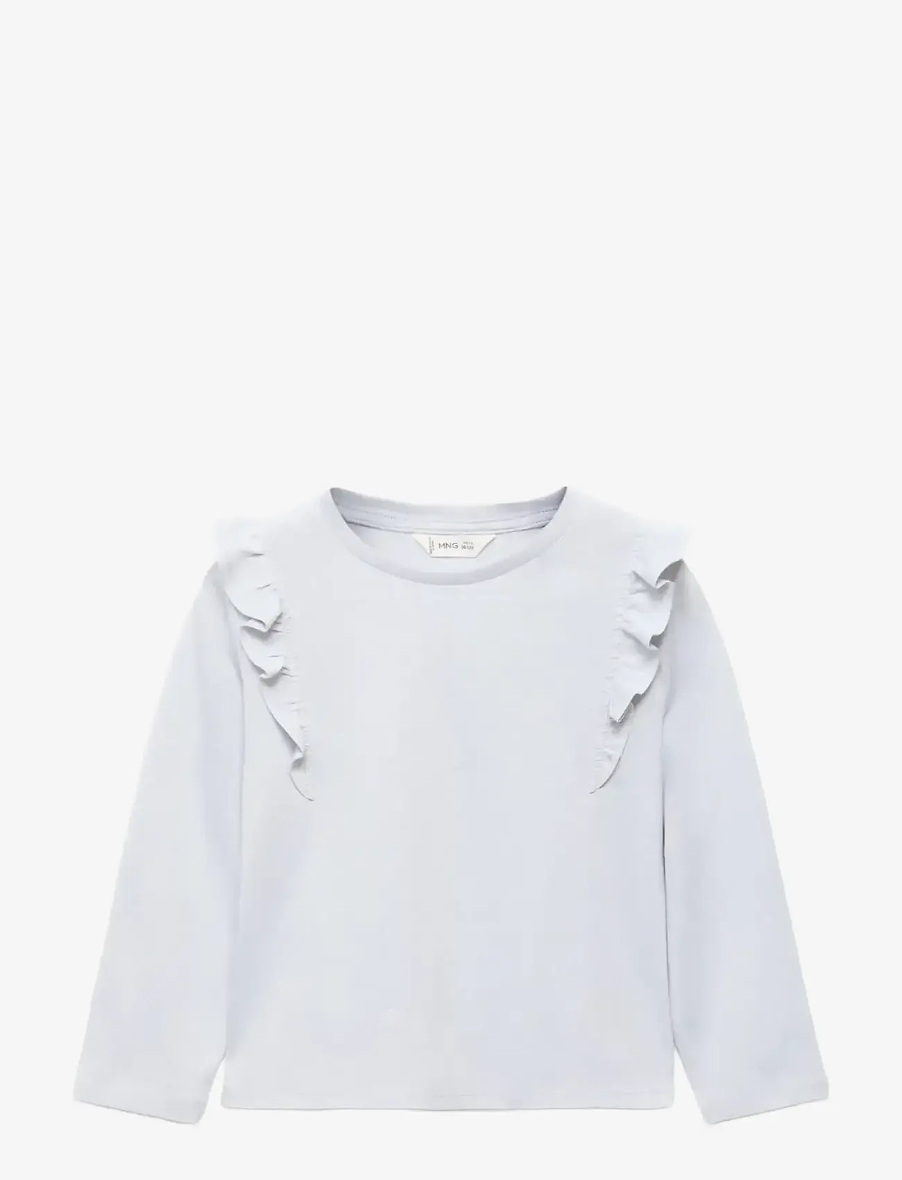 Mango - Frills cotton t-shirt - langärmelig - lt-pastel blue - 0