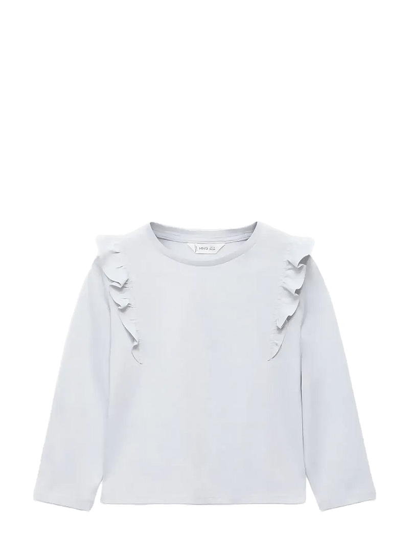 Mango - Frills cotton t-shirt - langärmelig - lt-pastel blue - 0