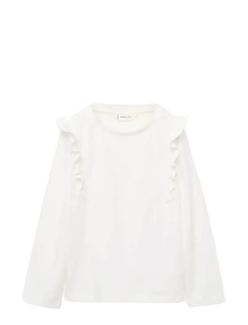 Mango - Frills cotton t-shirt - langærmede t-shirts - natural white - 0