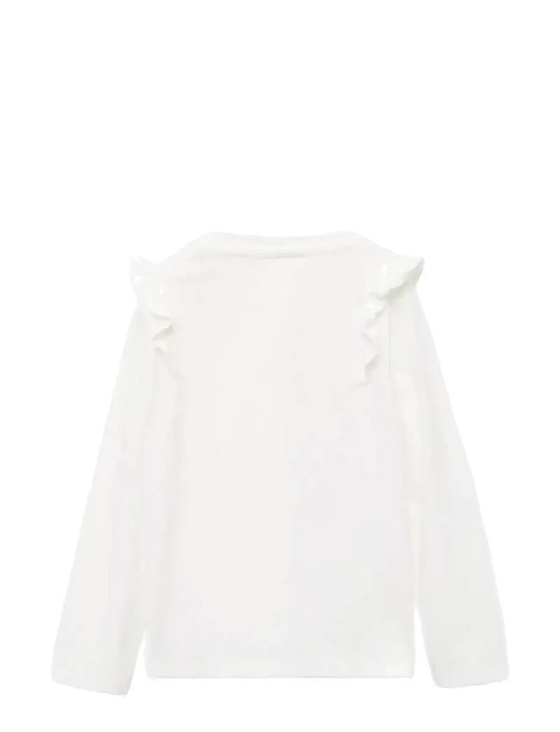 Mango - Frills cotton t-shirt - langærmede t-shirts - natural white - 1