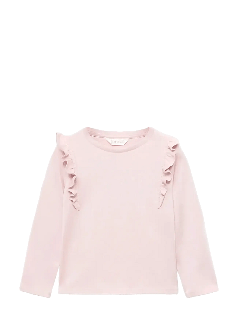 Mango - Frills cotton t-shirt - langärmelig - pink - 0