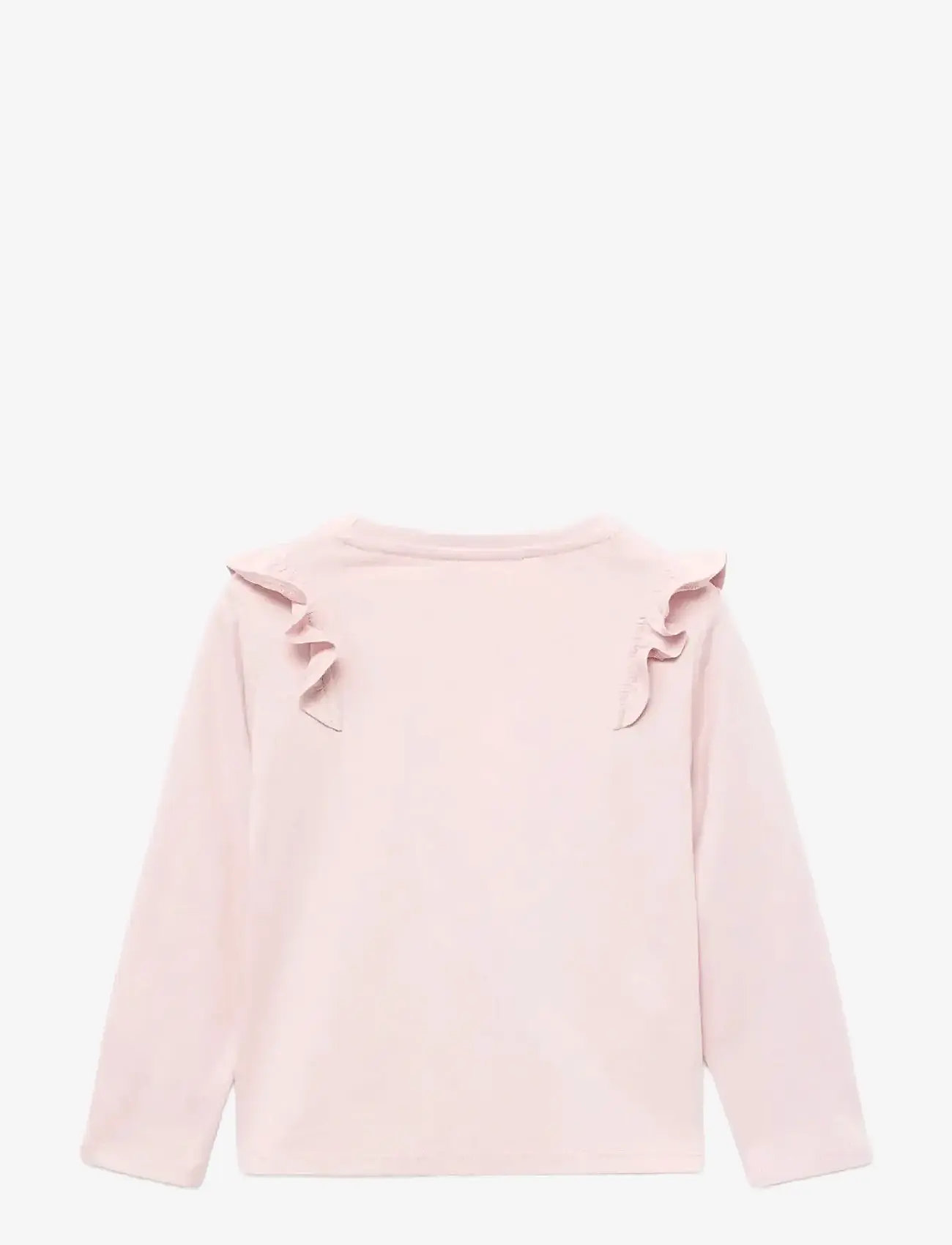 Mango - Frills cotton t-shirt - langærmede t-shirts - pink - 1