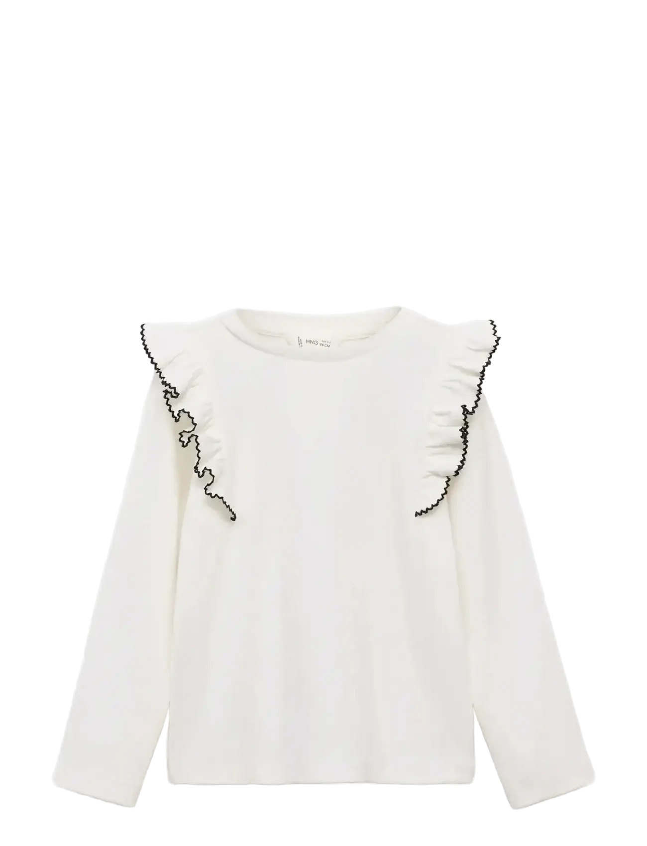 Mango Ruffled ribbed T-shirt - Overdele - NATURAL WHITE / white