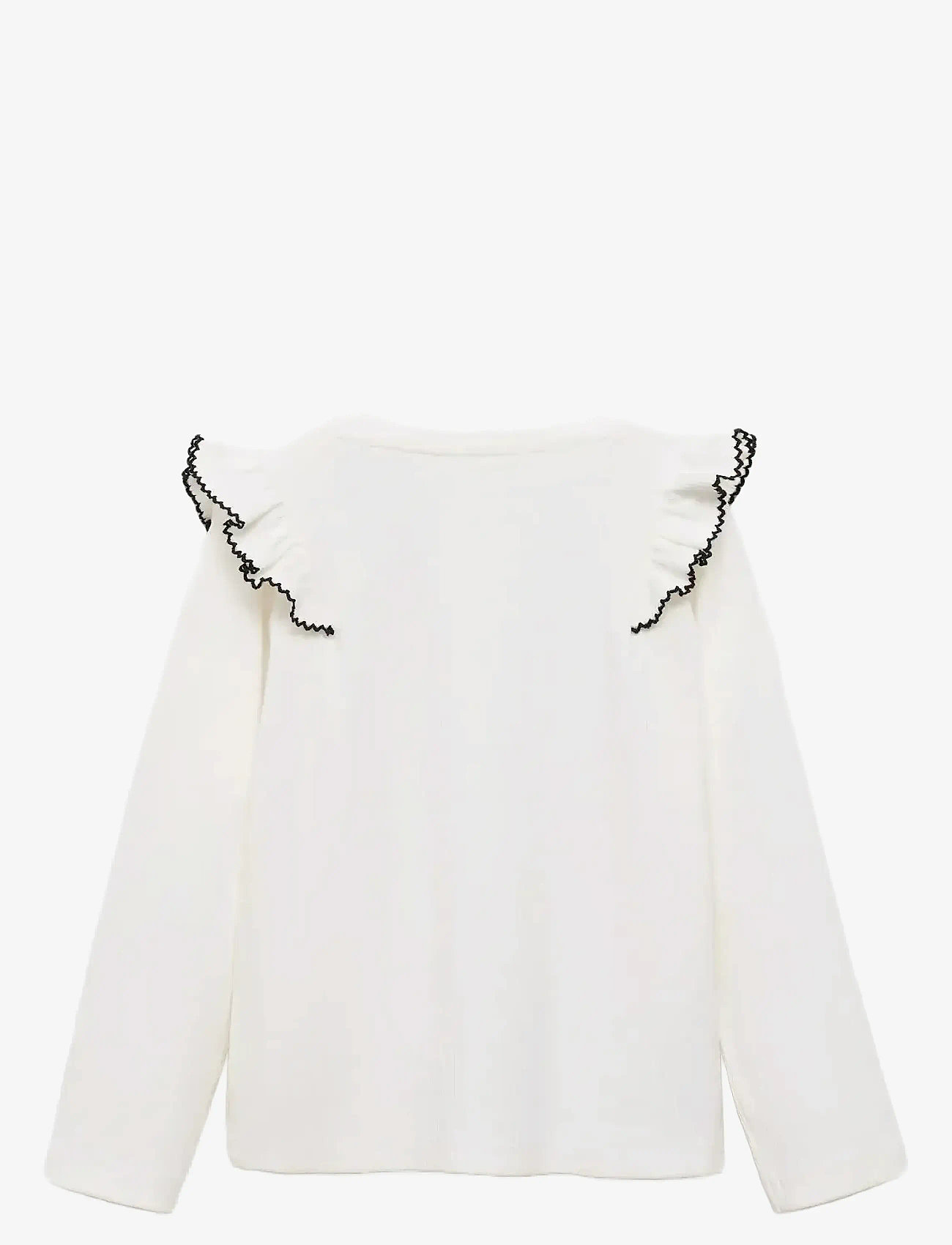 Mango - Ruffled ribbed T-shirt - autumn clothing - natural white - 2