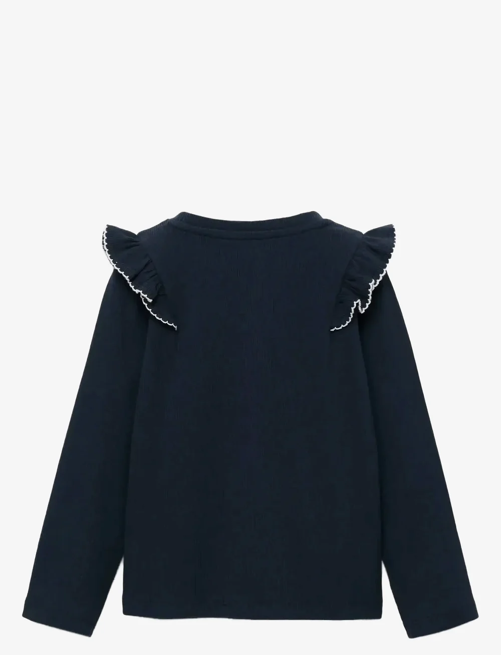 Mango - Ruffled ribbed T-shirt - långärmade t-shirts - navy - 1