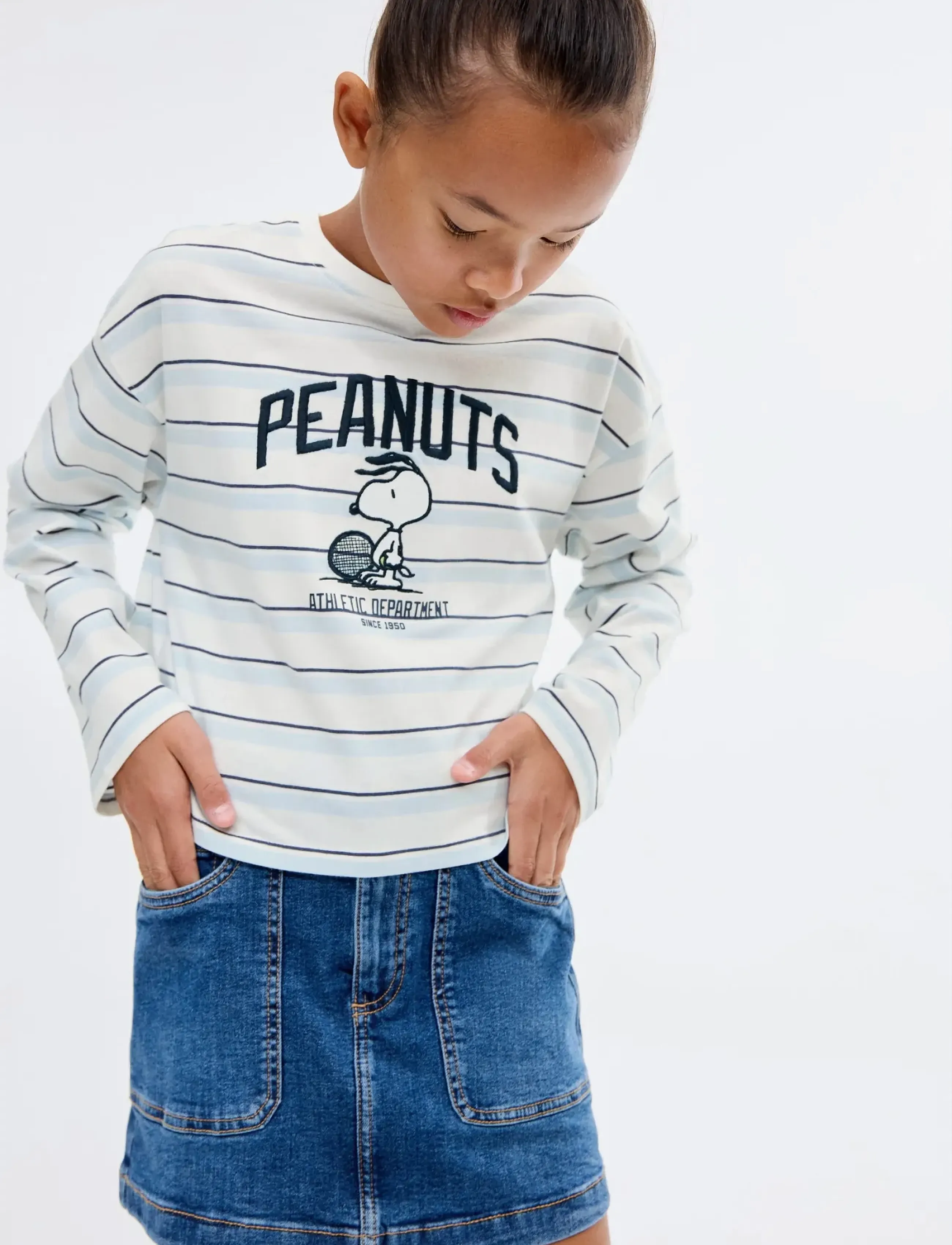 Mango Snoopy embroidered t-shirt - Mango - LT-PASTEL BLUE / blue