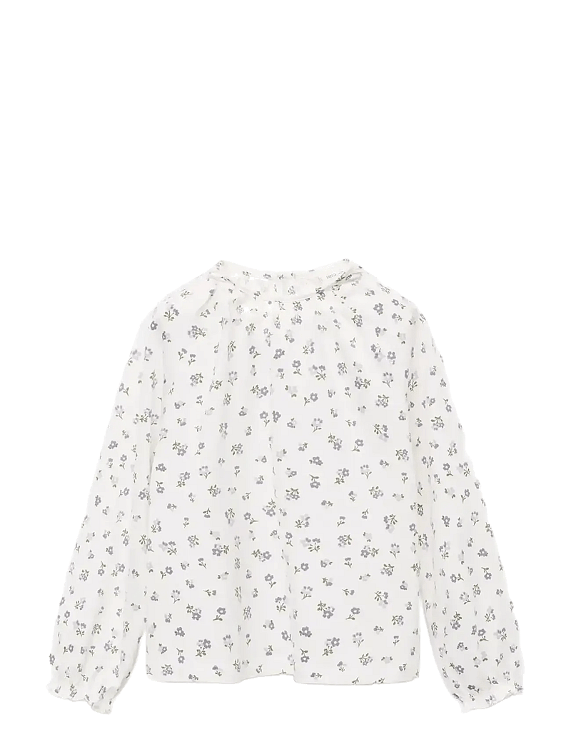 Mango - Floral cotton t-shirt - langærmede t-shirts - natural white - 1
