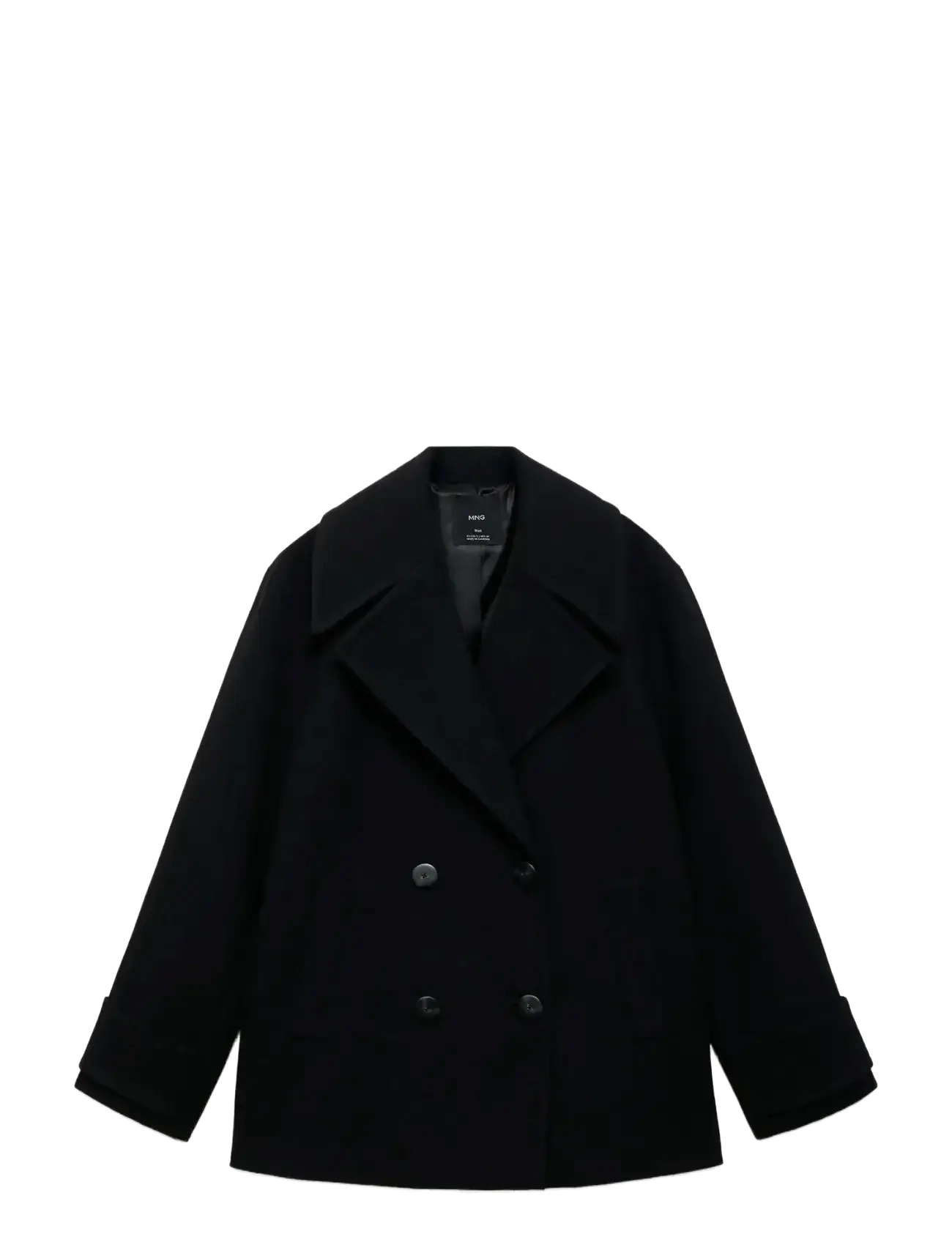 MANGO Double-Breasted Wolle-Blend Mantel Schwarz - XS - Damen