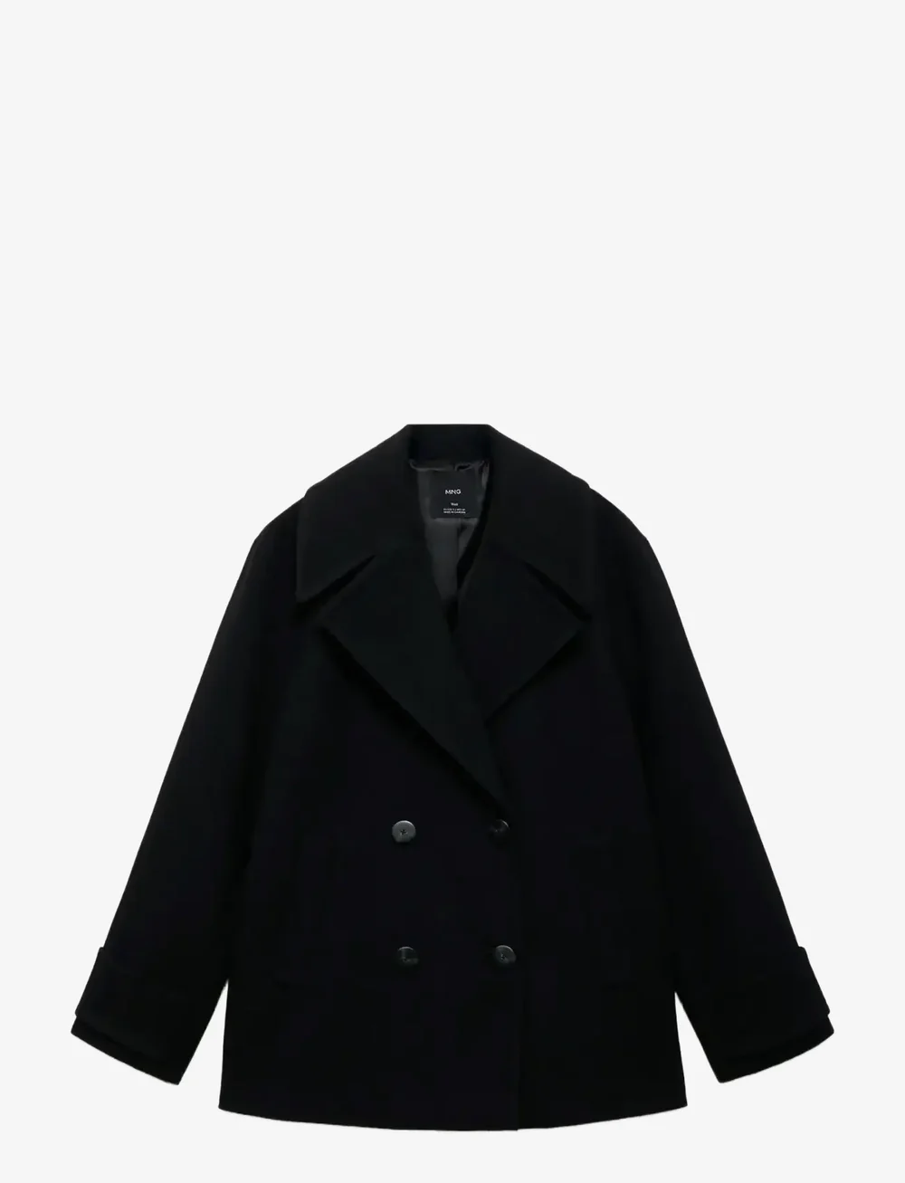 Mango - Double-breasted wool-blend coat - kappor - black - 0