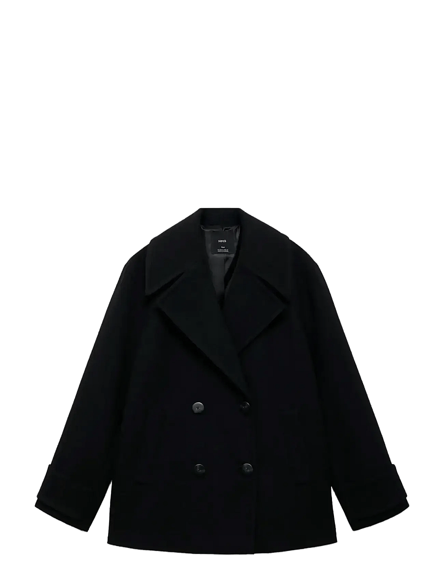 Mango - Double-breasted wool-blend coat - mäntel - black - 1