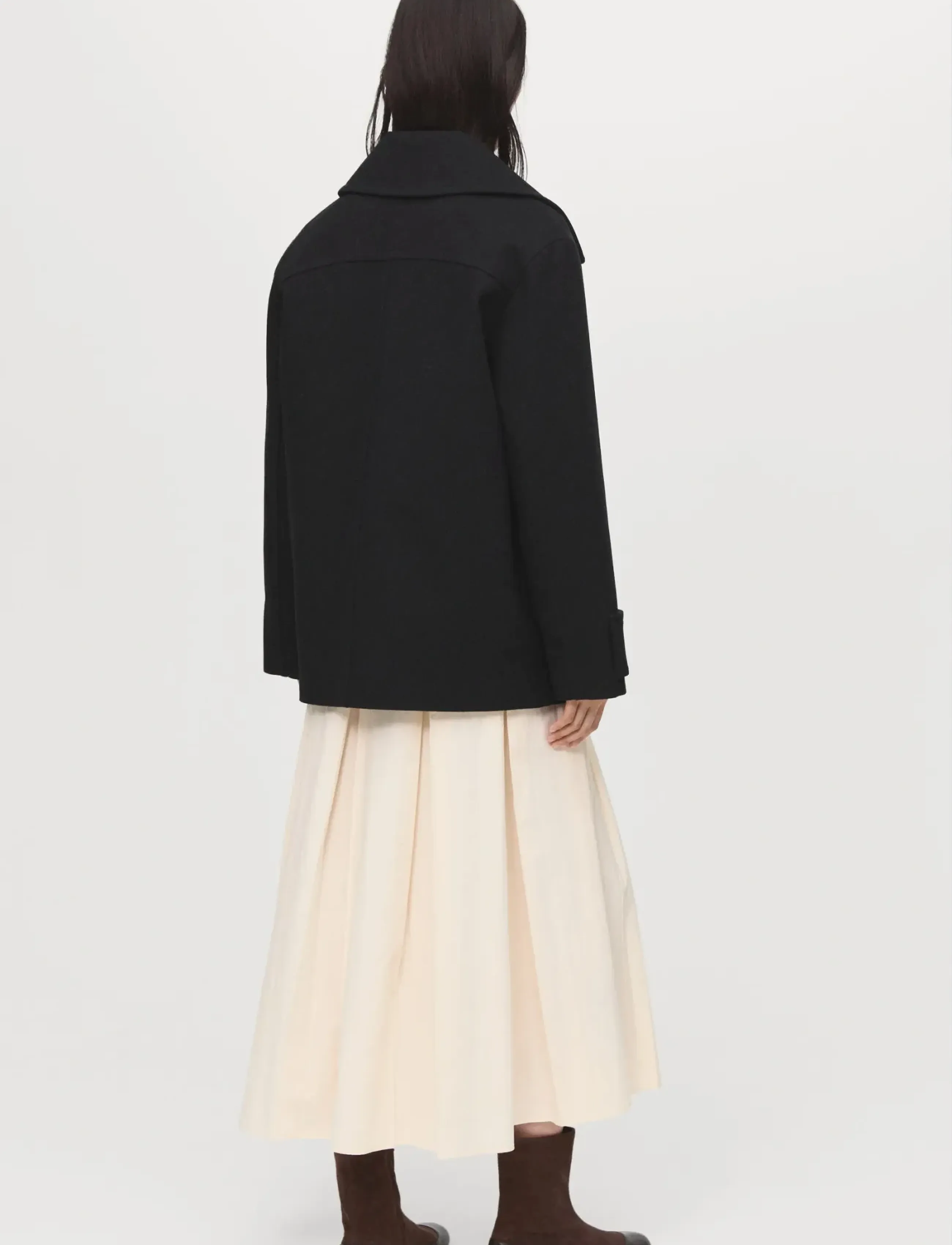 Mango - Double-breasted wool-blend coat - uldfrakker - black - 2