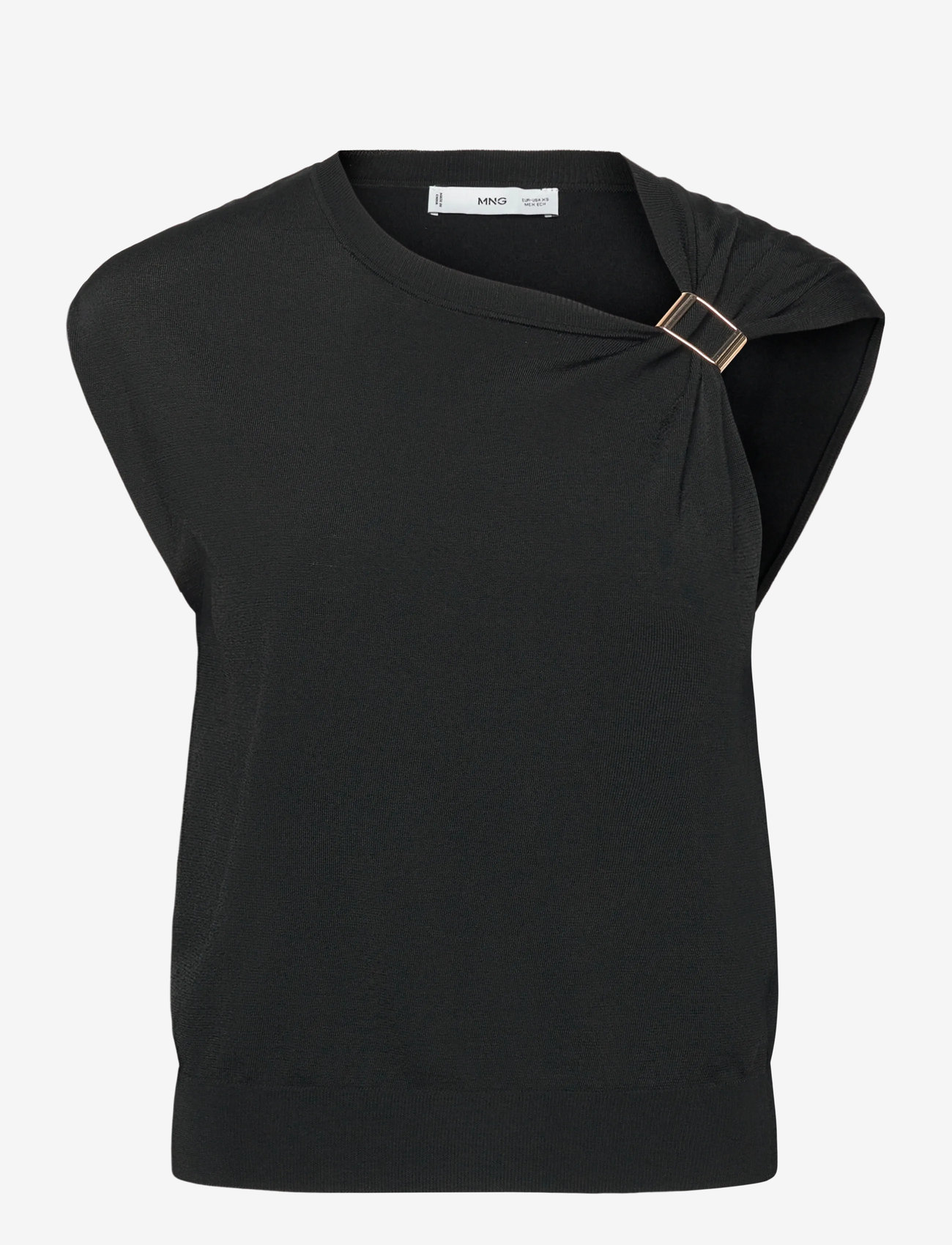 Mango - Short-sleeved sweater with metallic detail - varrukateta pluusid - black - 0