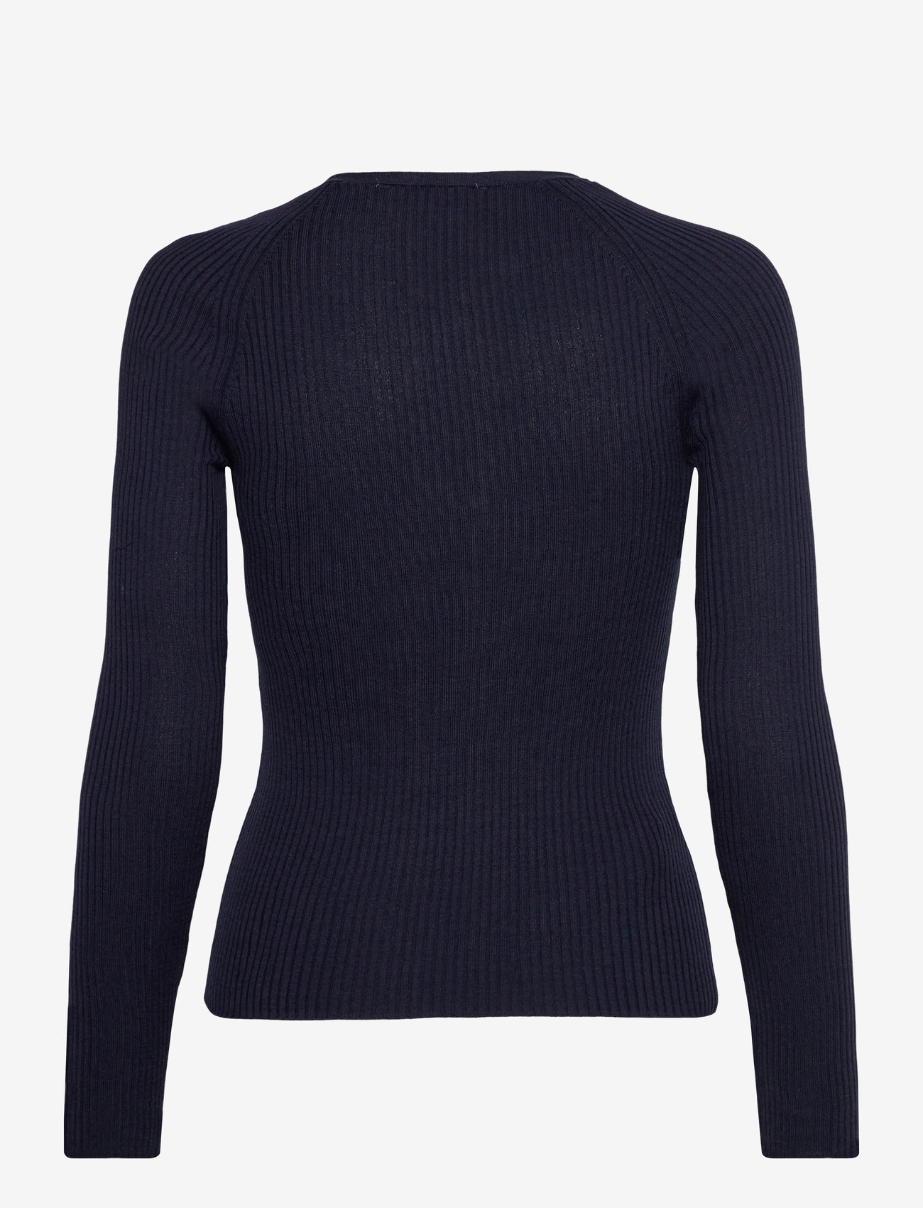Mango - V-neck ribbed knit sweater - höstkläder - navy - 1