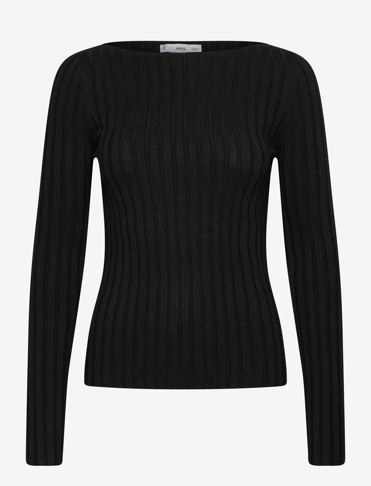 Mango - Boat neck ribbed sweater - höstkläder - black - 0