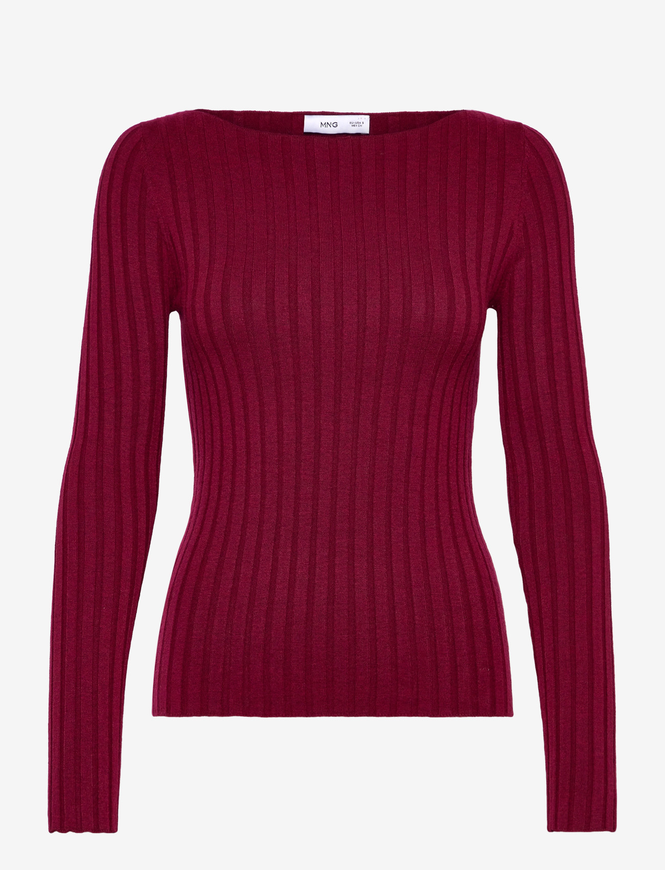 Mango - Boat neck ribbed sweater - höstkläder - dark red - 0