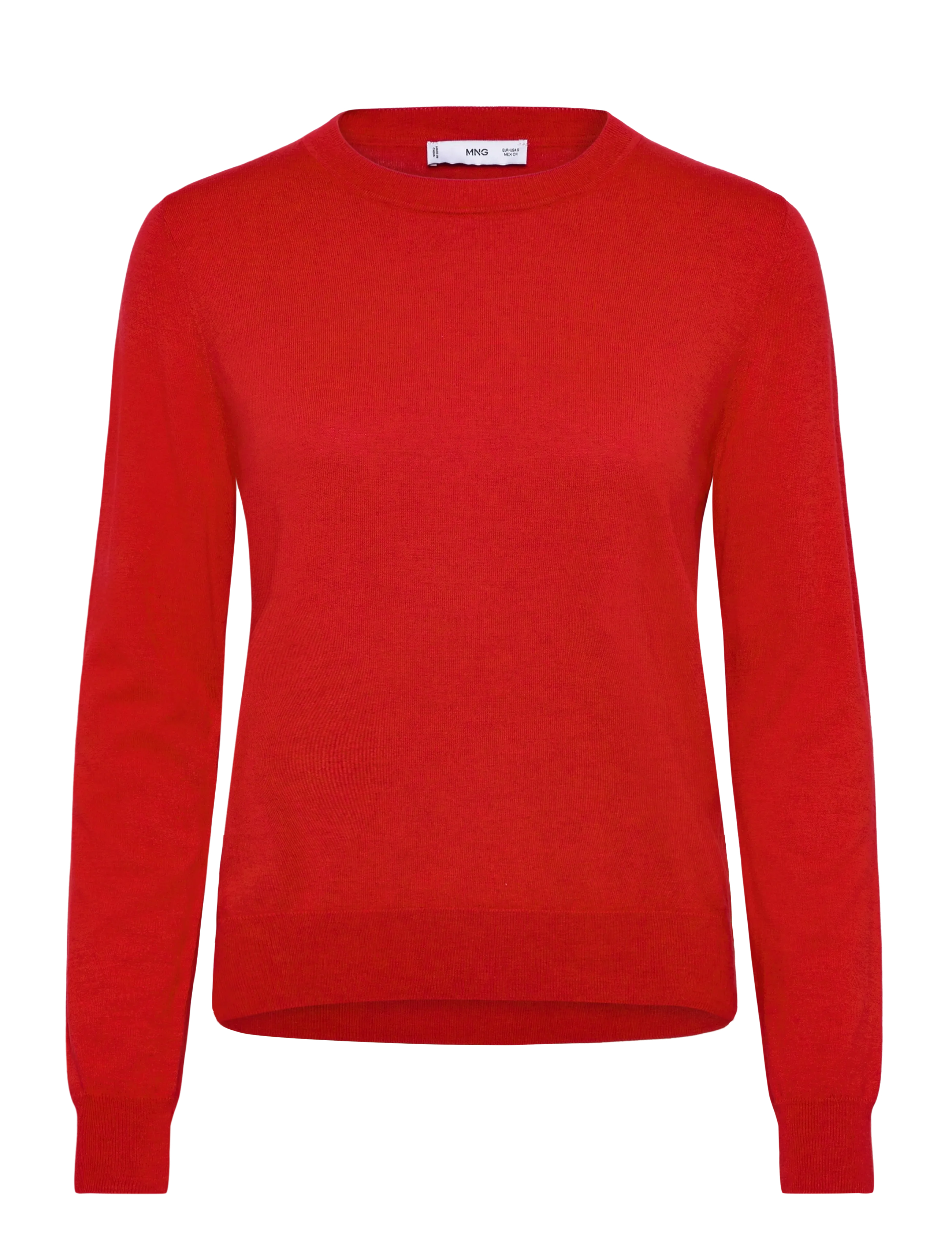 Fine-knit crew-neck sweater - DARK ORANGE