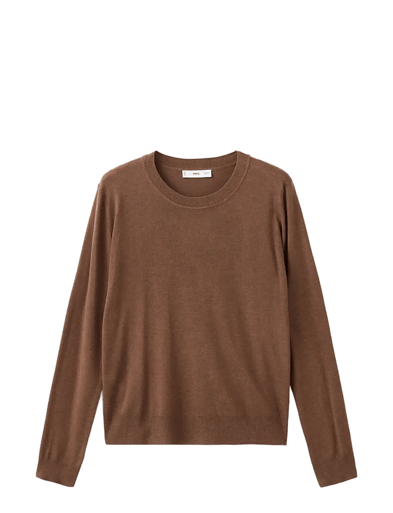 Mango - Fine-knit crew-neck sweater - stickade tröjor - medium brown - 1