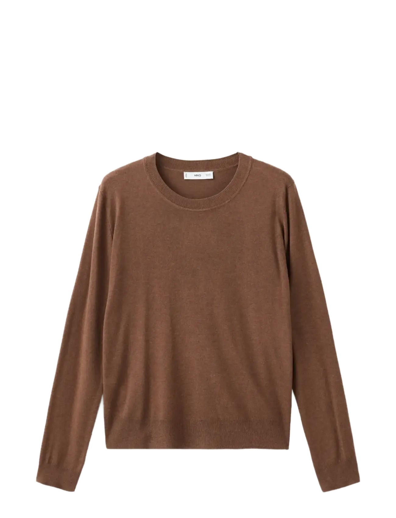 Mango Fine-knit crew-neck sweater - Tøj - MEDIUM BROWN / brown