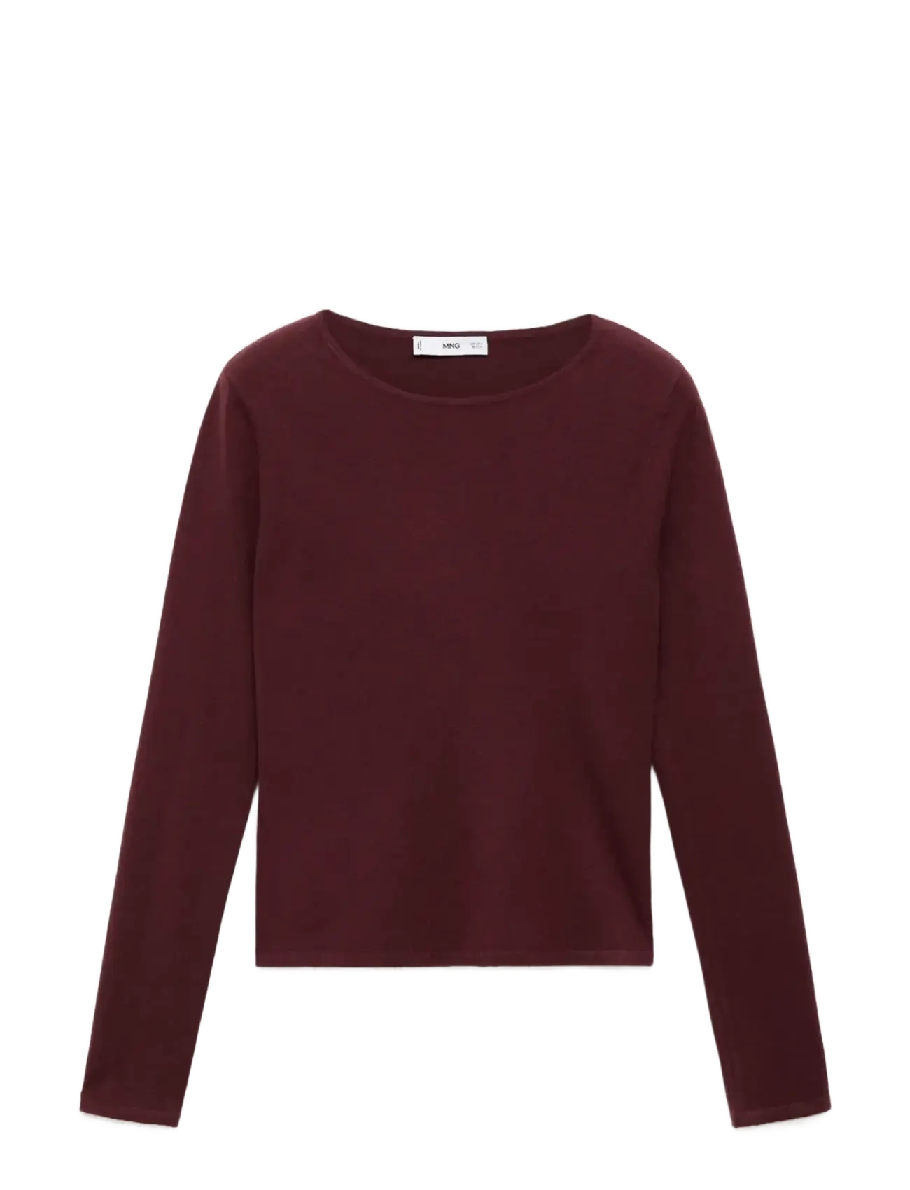 Long-sleeved fine-knit sweater - DARK RED