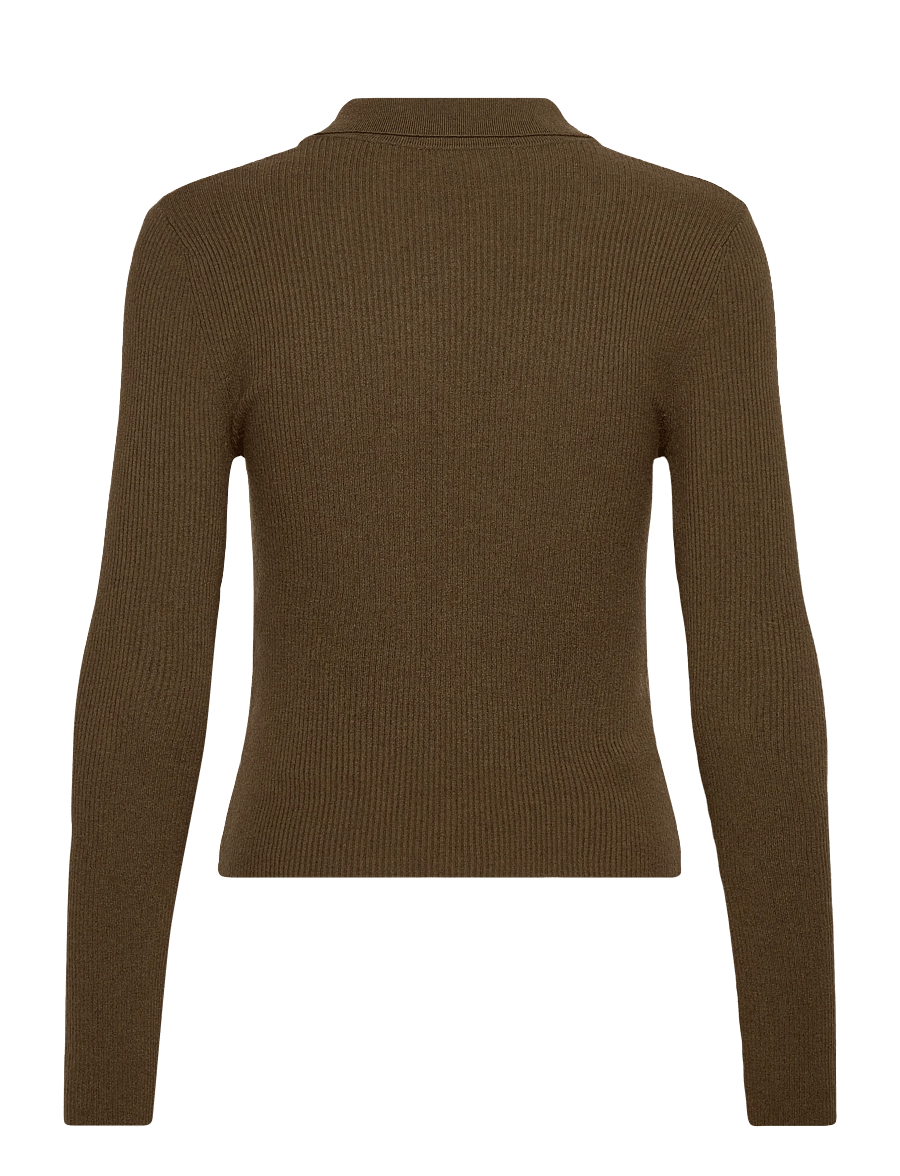 Mango - Polo-neck ribbed sweater - pikéer - beige - khaki - 2