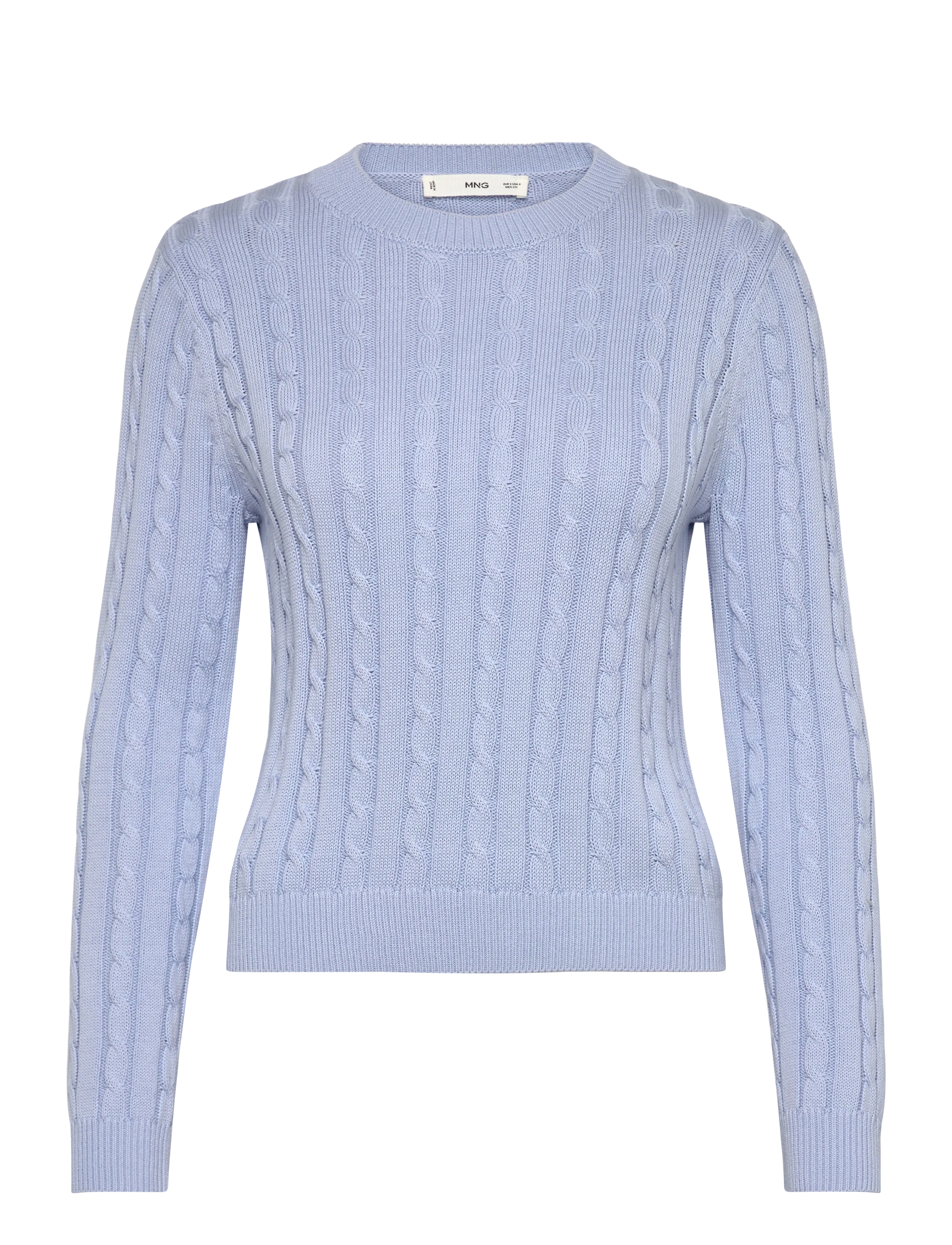 Mango Braided knitted sweater - Stickat - LT-PASTEL BLUE / blue