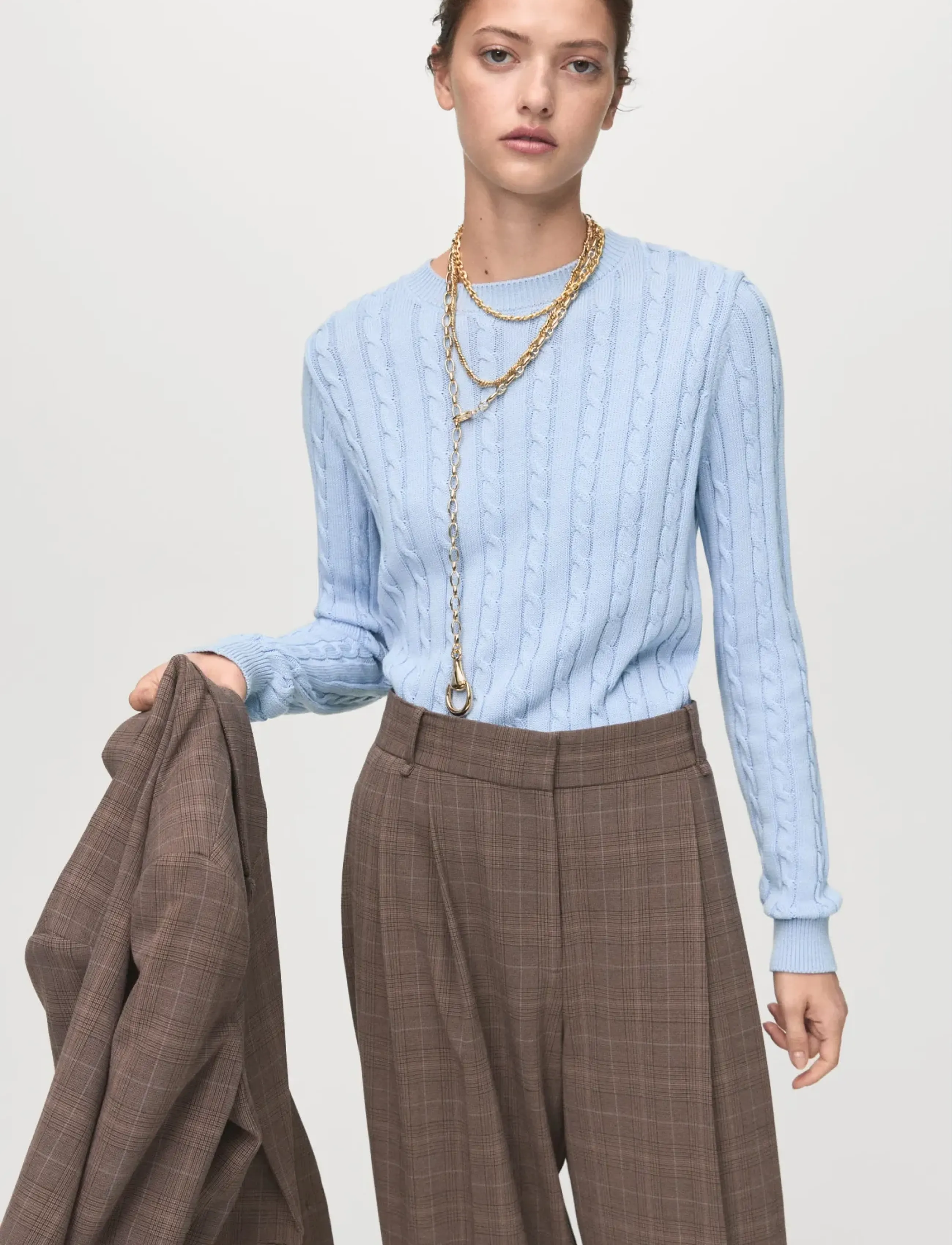 Mango Braided Knitted Sweater, XS, Knitwear, Blau - Jumpers, Frauen