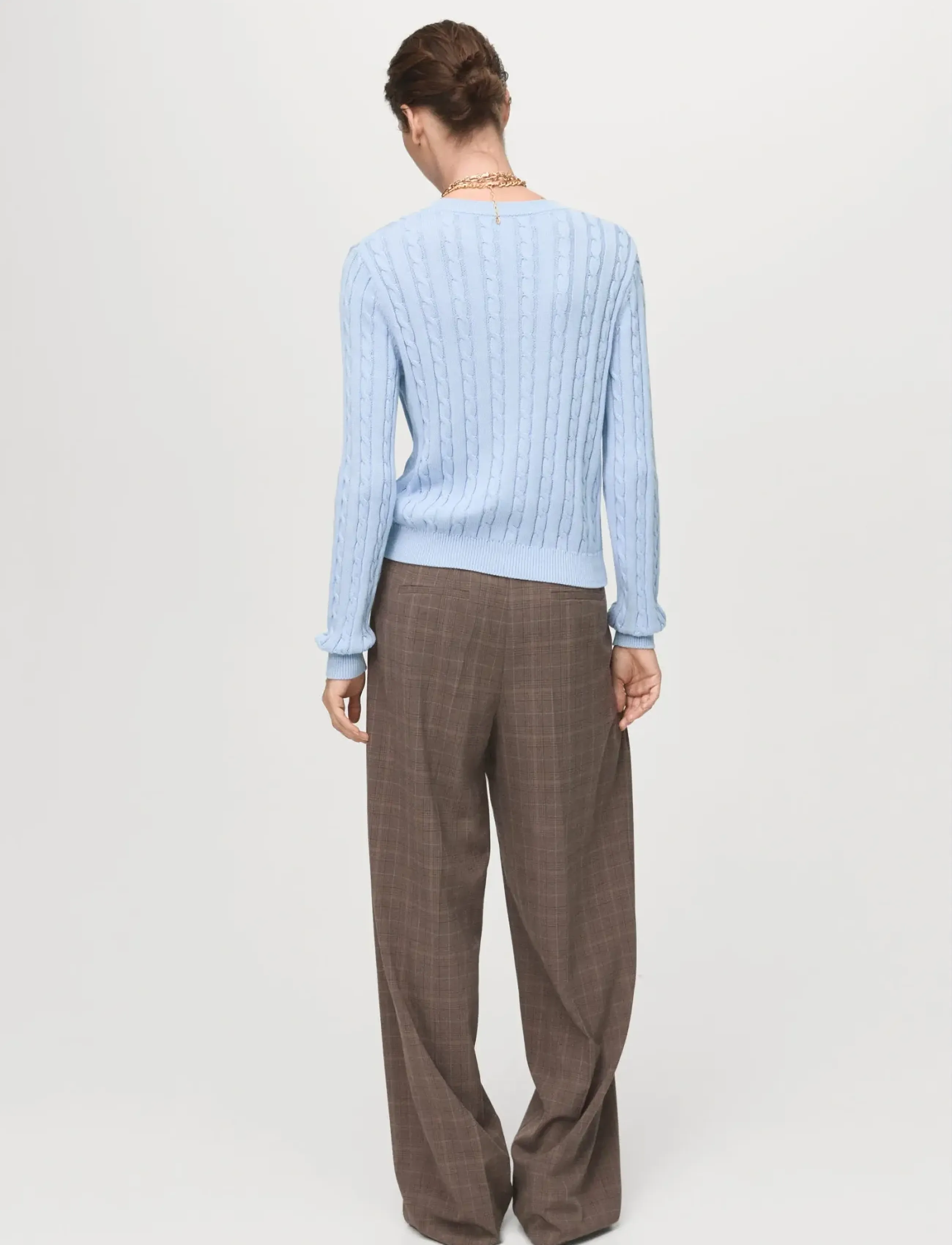 Mango - Braided knitted sweater - tröjor - lt-pastel blue - 3