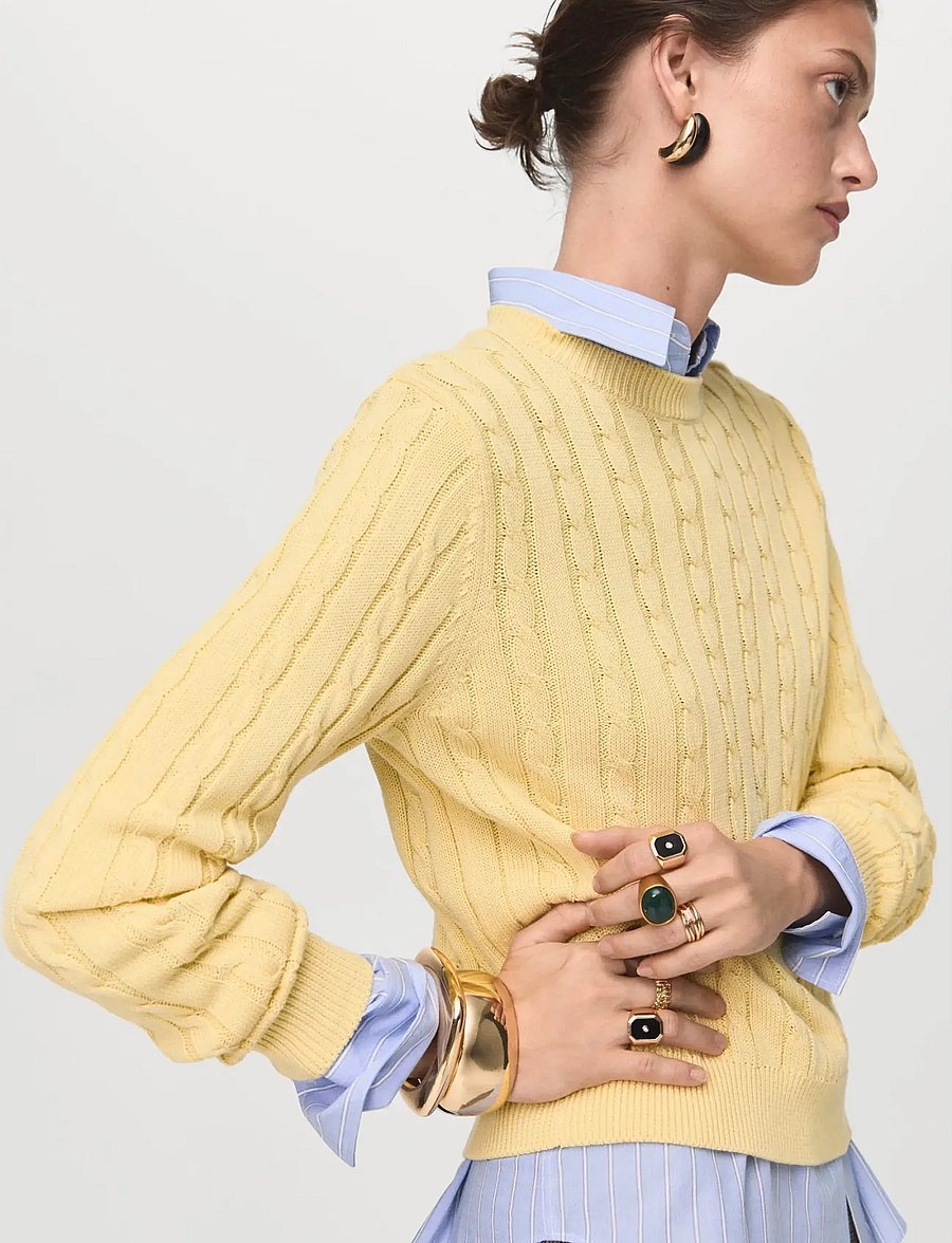 Mango - Braided knitted sweater - yellow - 0