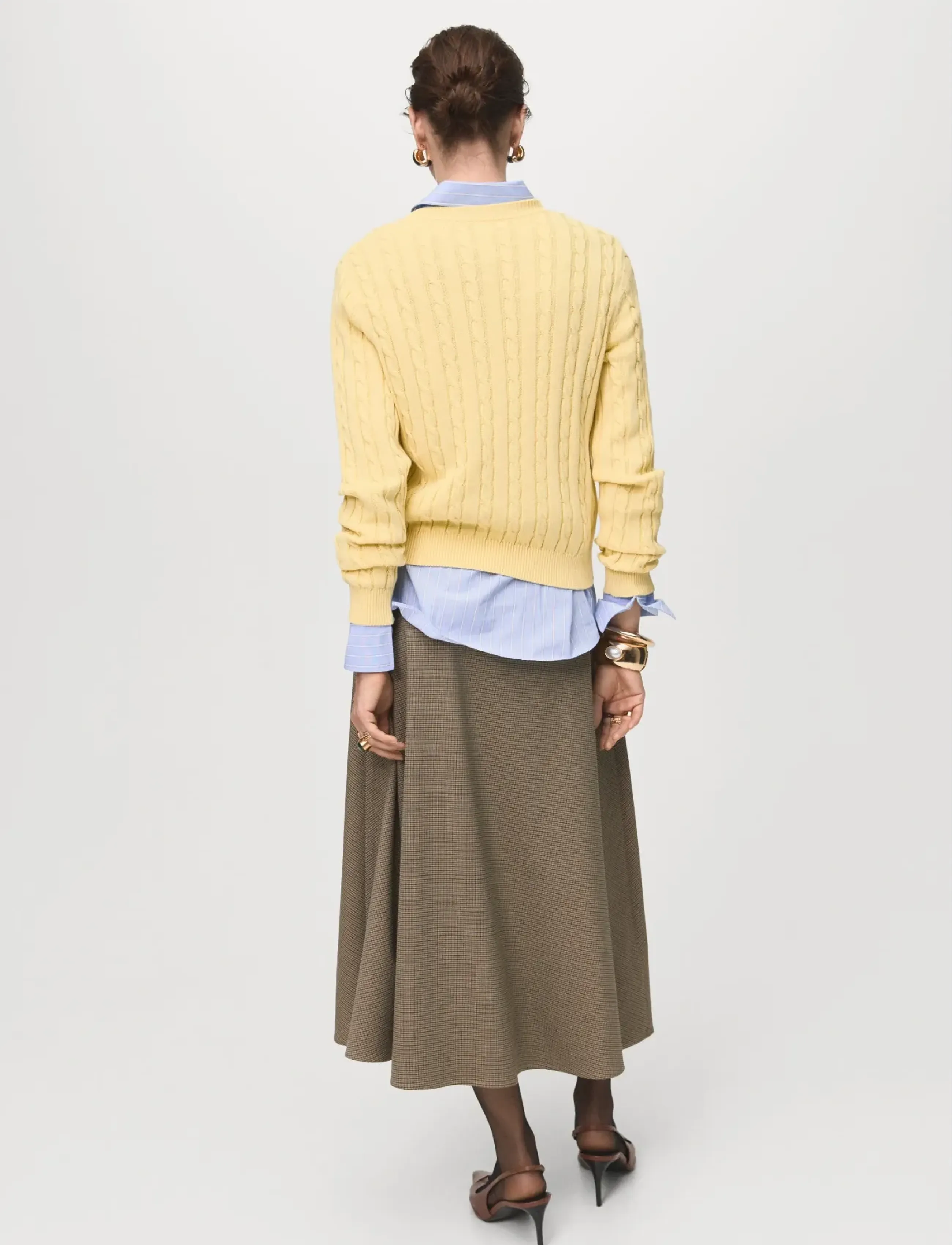 Mango - Braided knitted sweater - yellow - 3