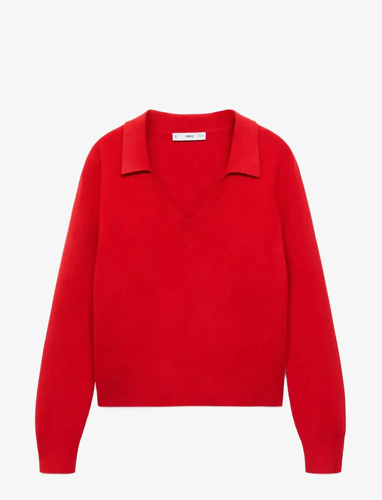 Mango - Fine-knit V-neck sweater - efterårstøj - red - 0