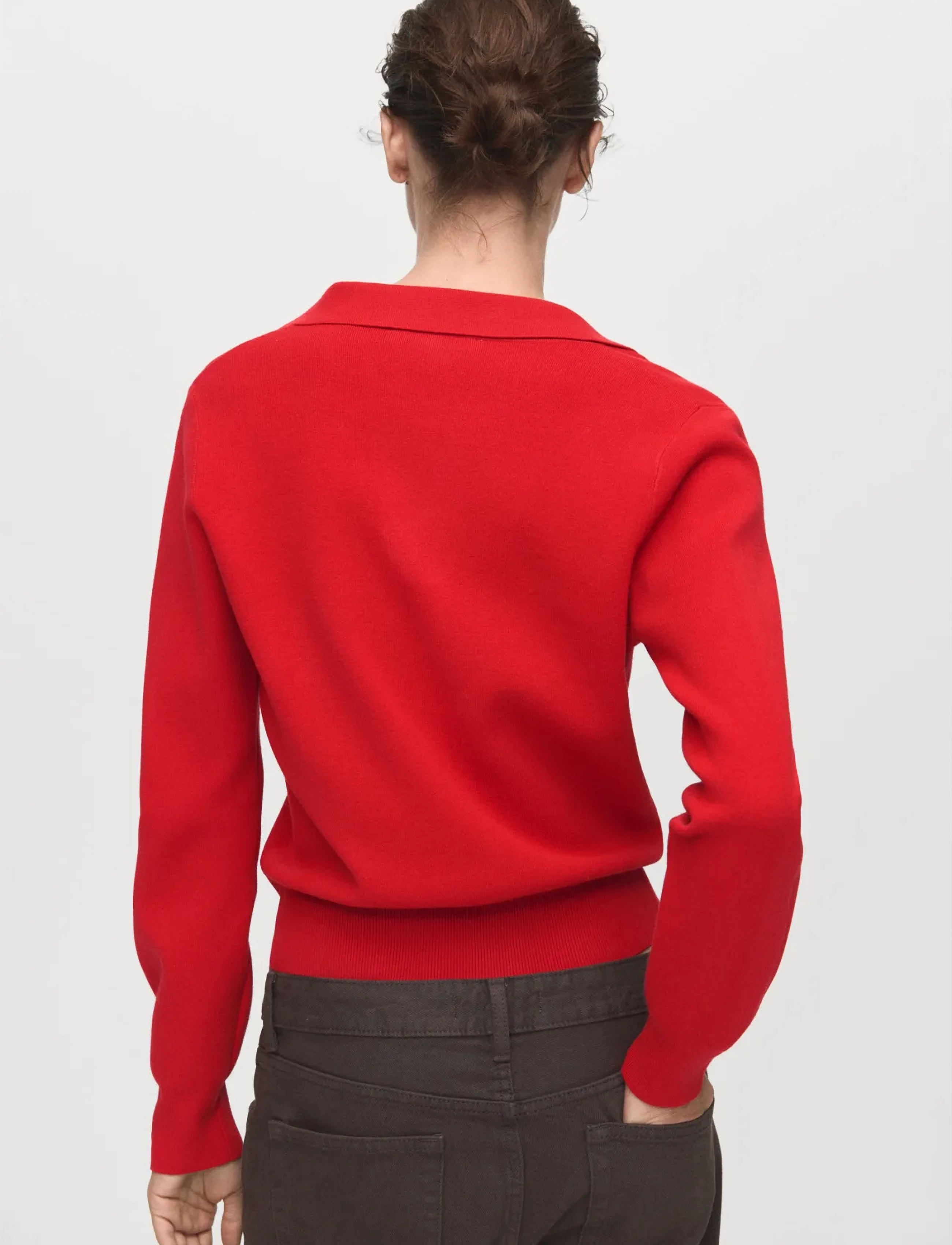 Mango - Fine-knit V-neck sweater - stickade tröjor - red - 2