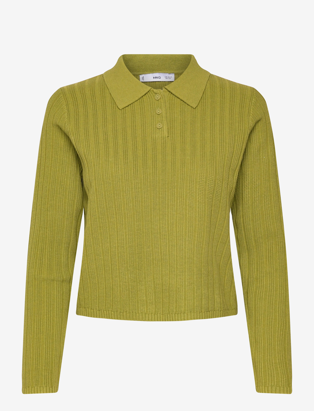 Mango - Polo-neck ribbed sweater - striktrøjer - green - 0