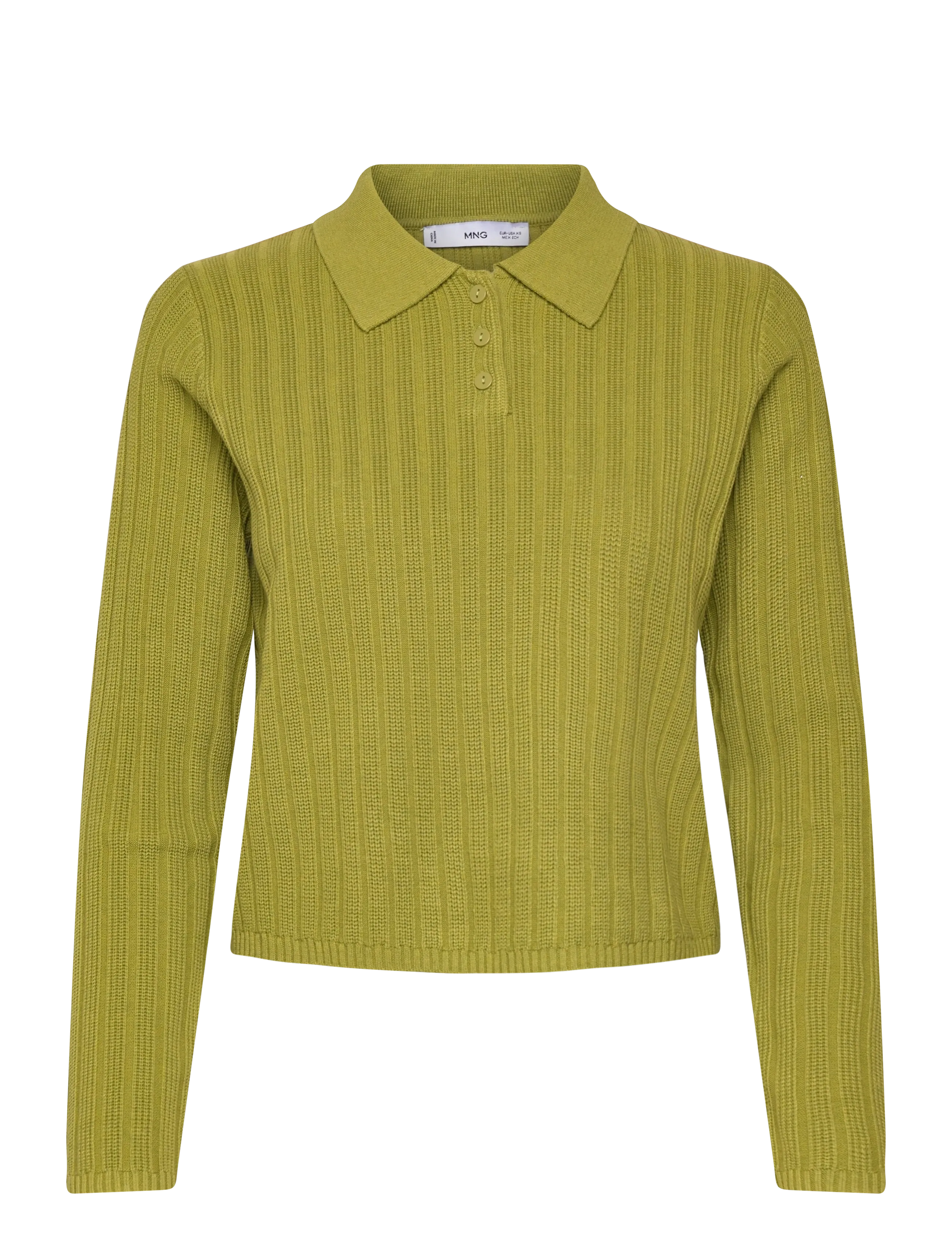 Polo-neck ribbed sweater - GREEN