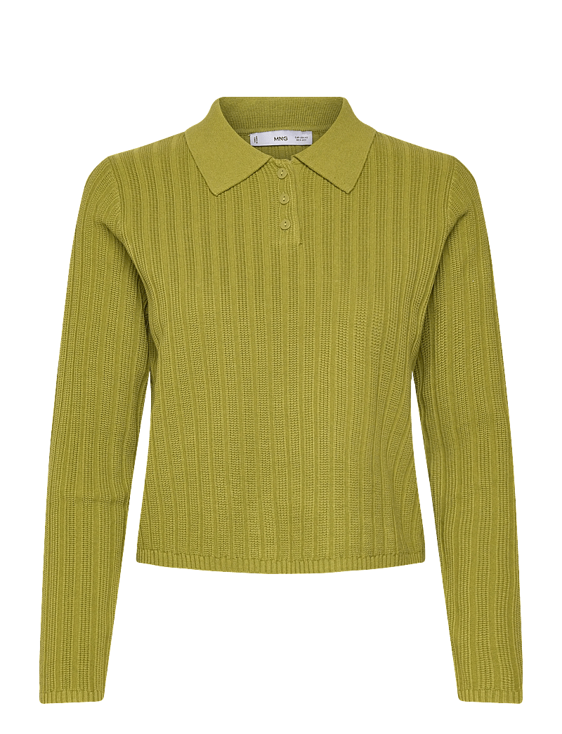 Mango - Polo-neck ribbed sweater - striktrøjer - green - 0