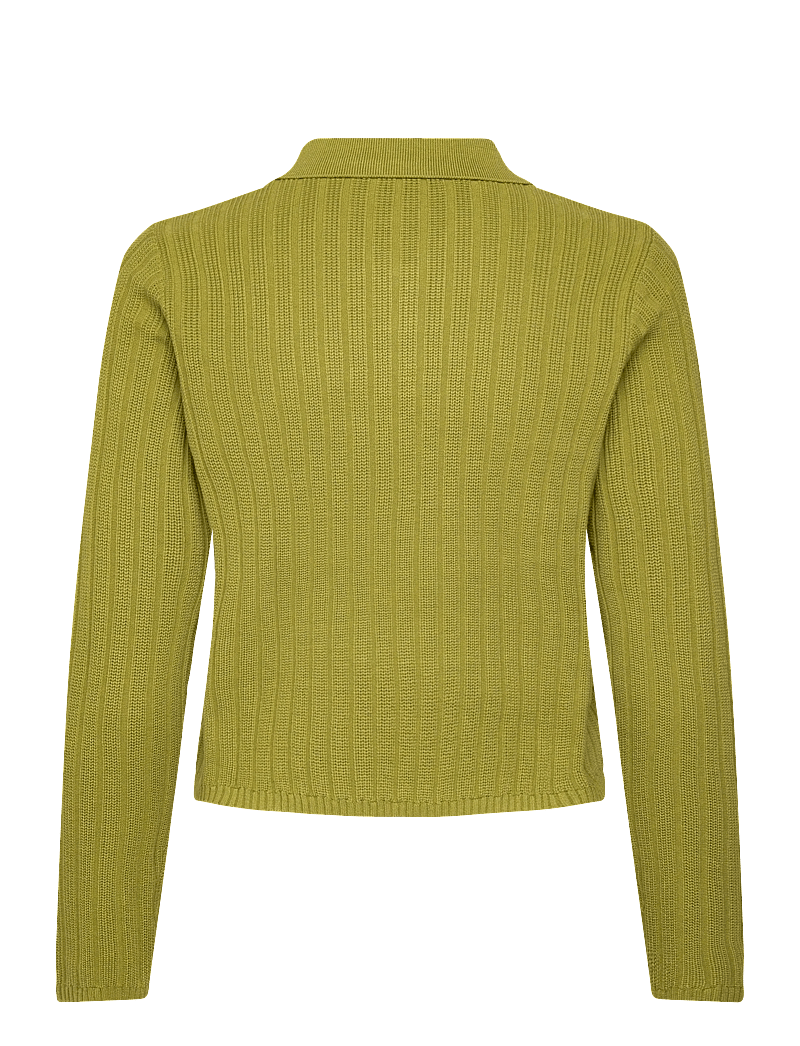 Mango - Polo-neck ribbed sweater - striktrøjer - green - 1
