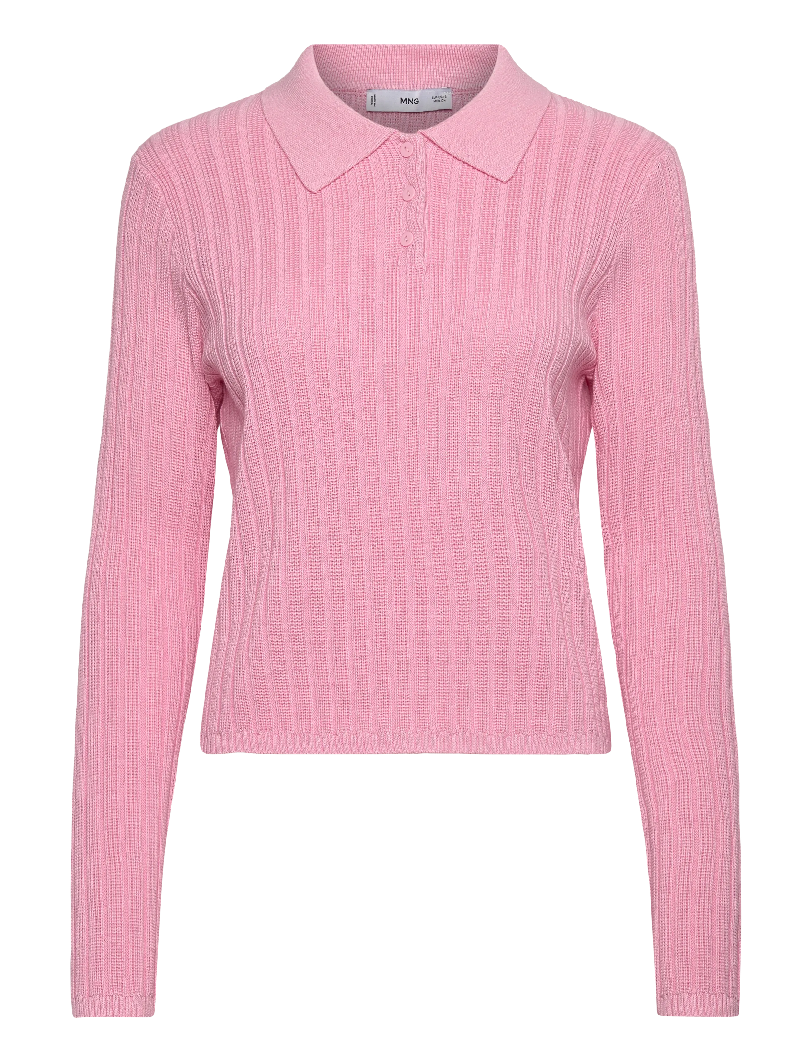 Polo-neck ribbed sweater - PINK