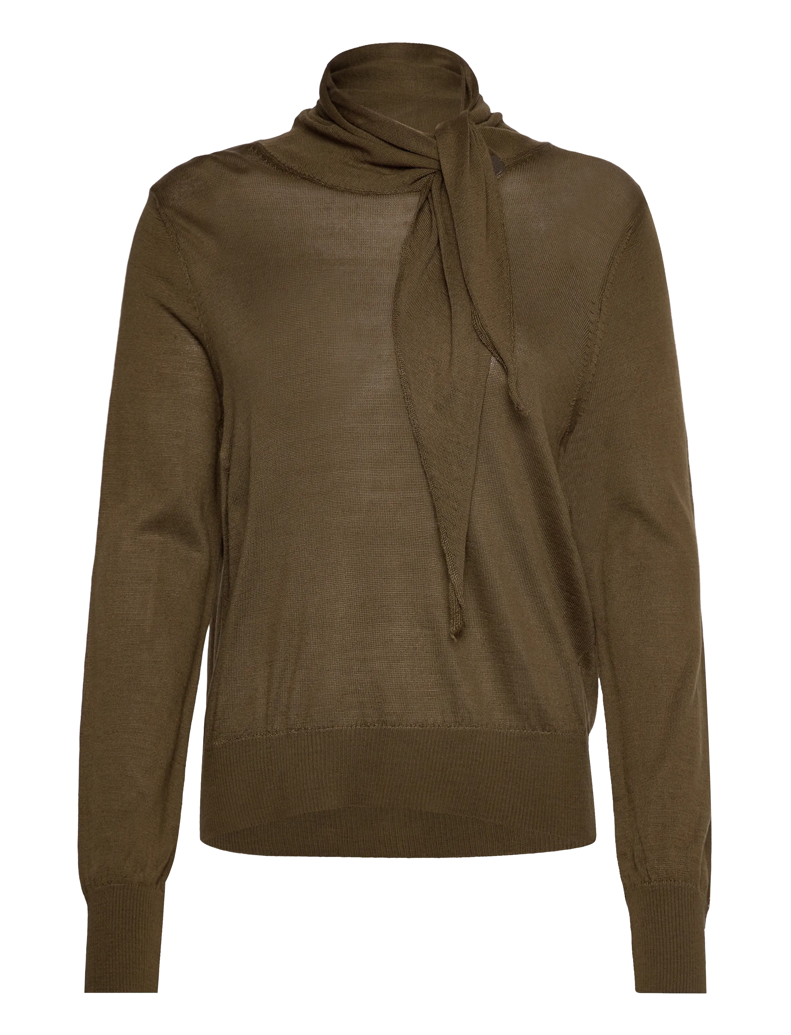 Mango Turtleneck sweater with knot - Strickmode - DARK GREEN / khaki/green