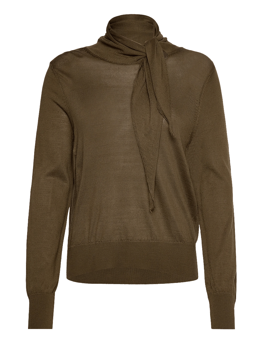 Mango - Turtleneck sweater with knot - polotröjor - dark green - 1