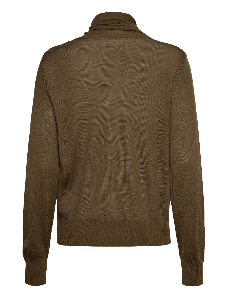 Mango - Turtleneck sweater with knot - polotröjor - dark green - 2
