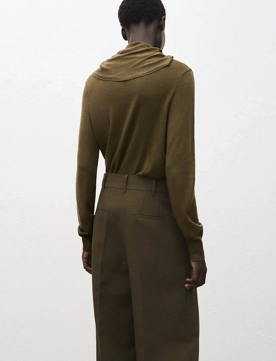 Mango - Turtleneck sweater with knot - polotröjor - dark green - 3