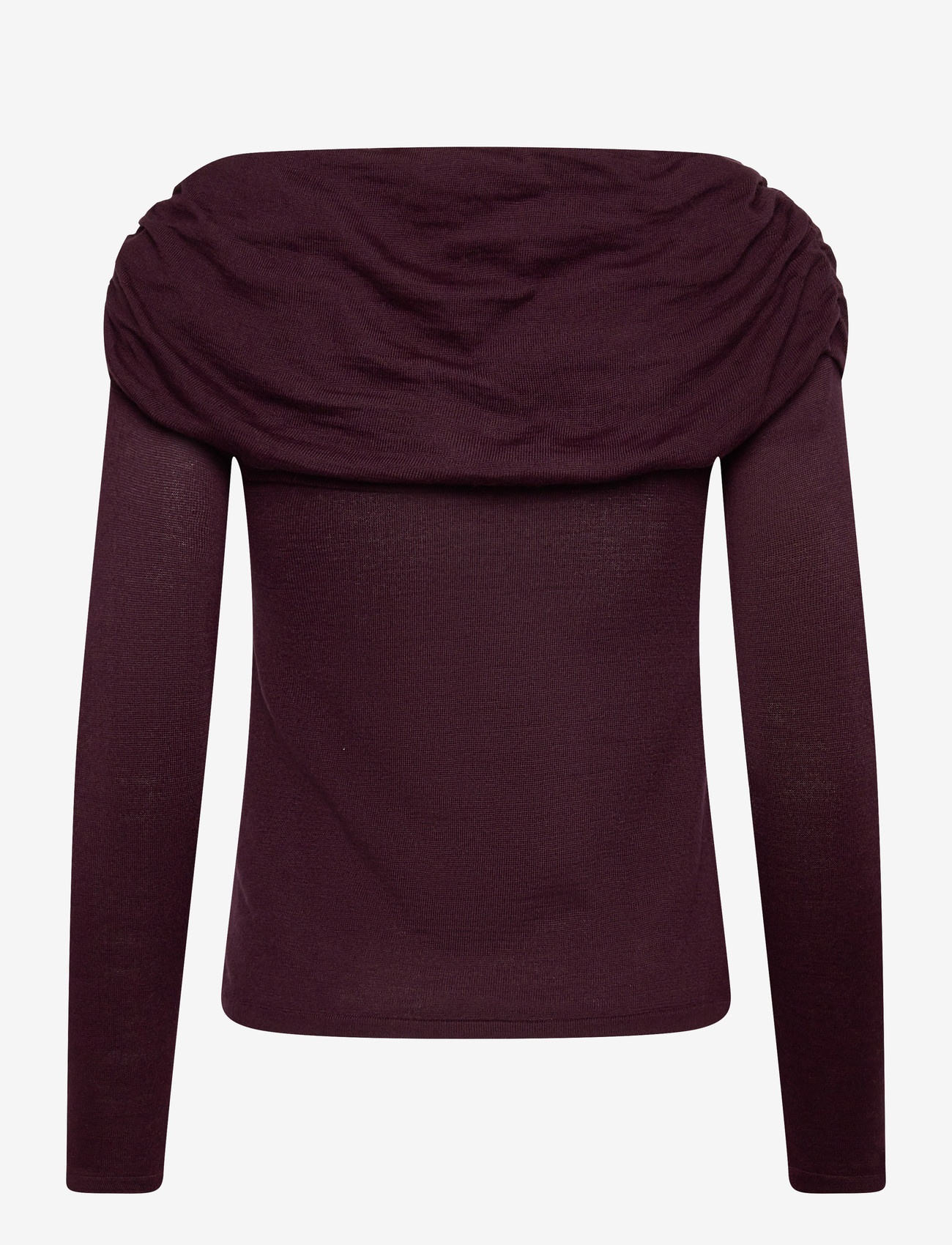 Mango - Fitted sweater with draped neckline - langærmede toppe - dark red - 2