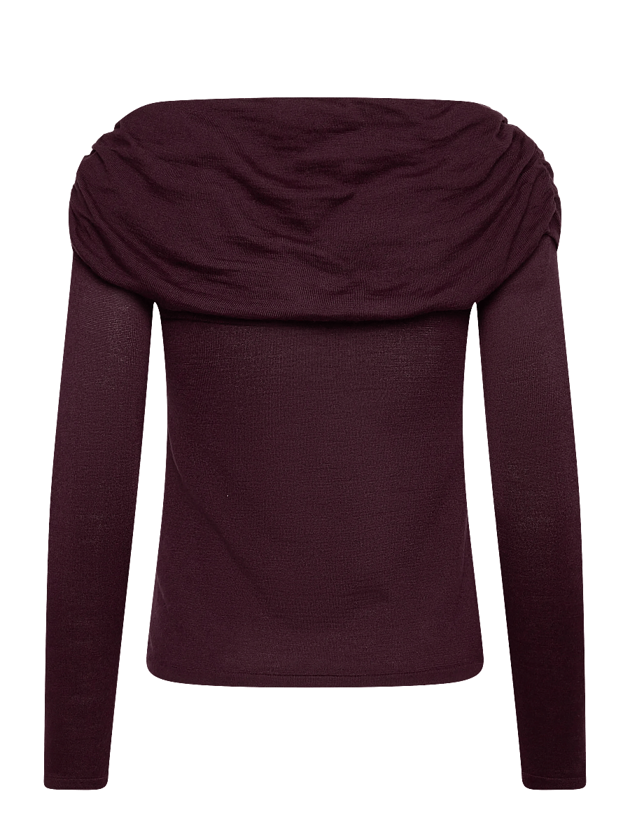 Mango - Fitted sweater with draped neckline - striktrøjer - dark red - 2