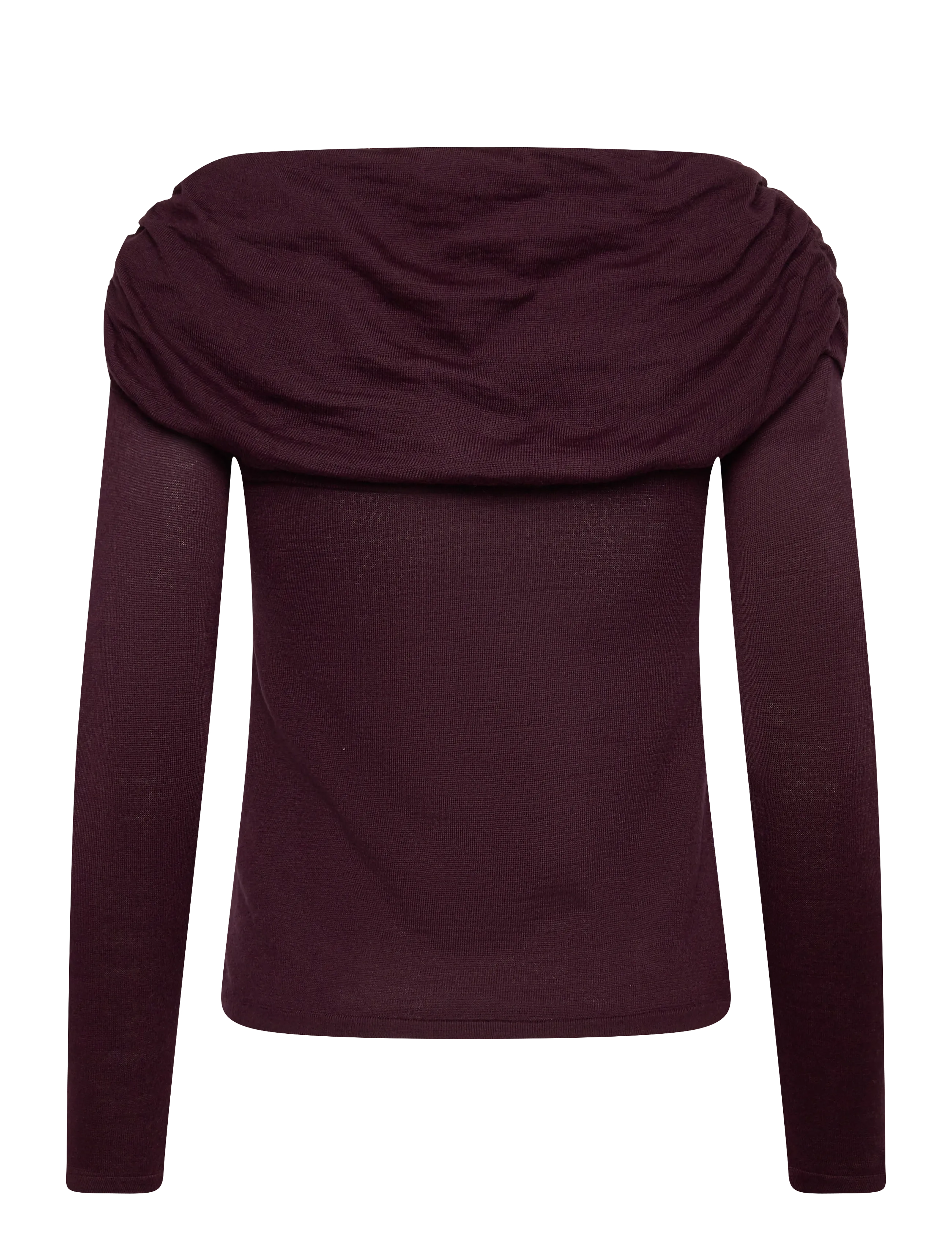 Mango - Fitted sweater with draped neckline - langærmede toppe - dark red - 2
