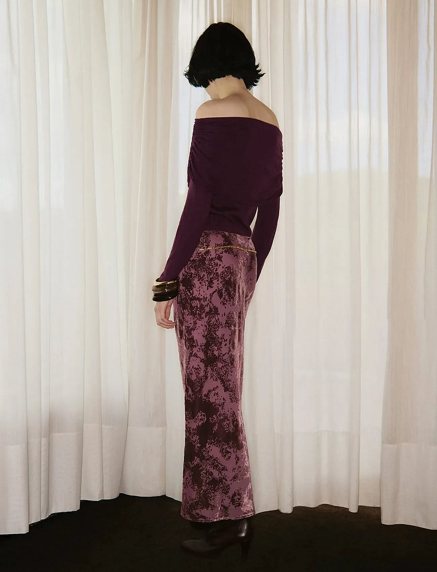 Mango - Fitted sweater with draped neckline - striktrøjer - dark red - 3