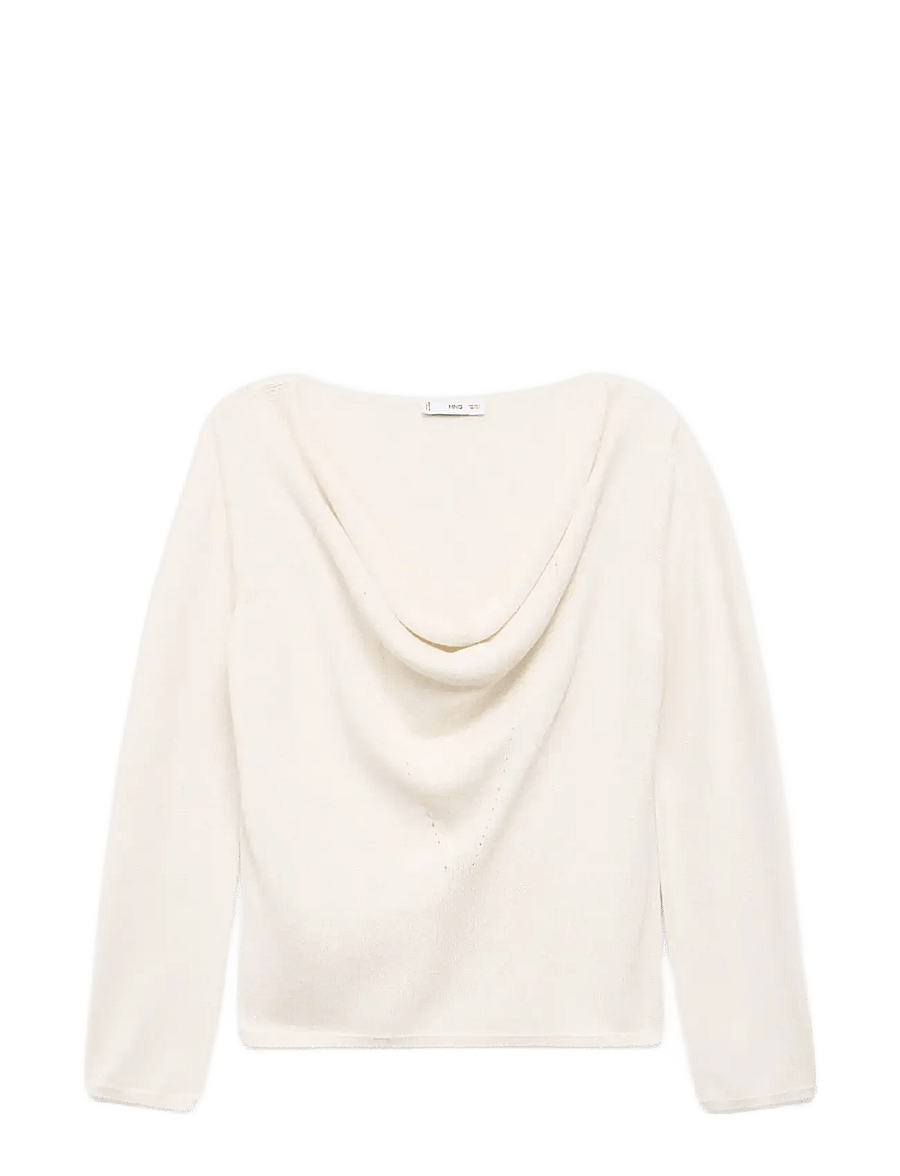 Mango - Draped-neck sweater - striktrøjer - light beige - 1