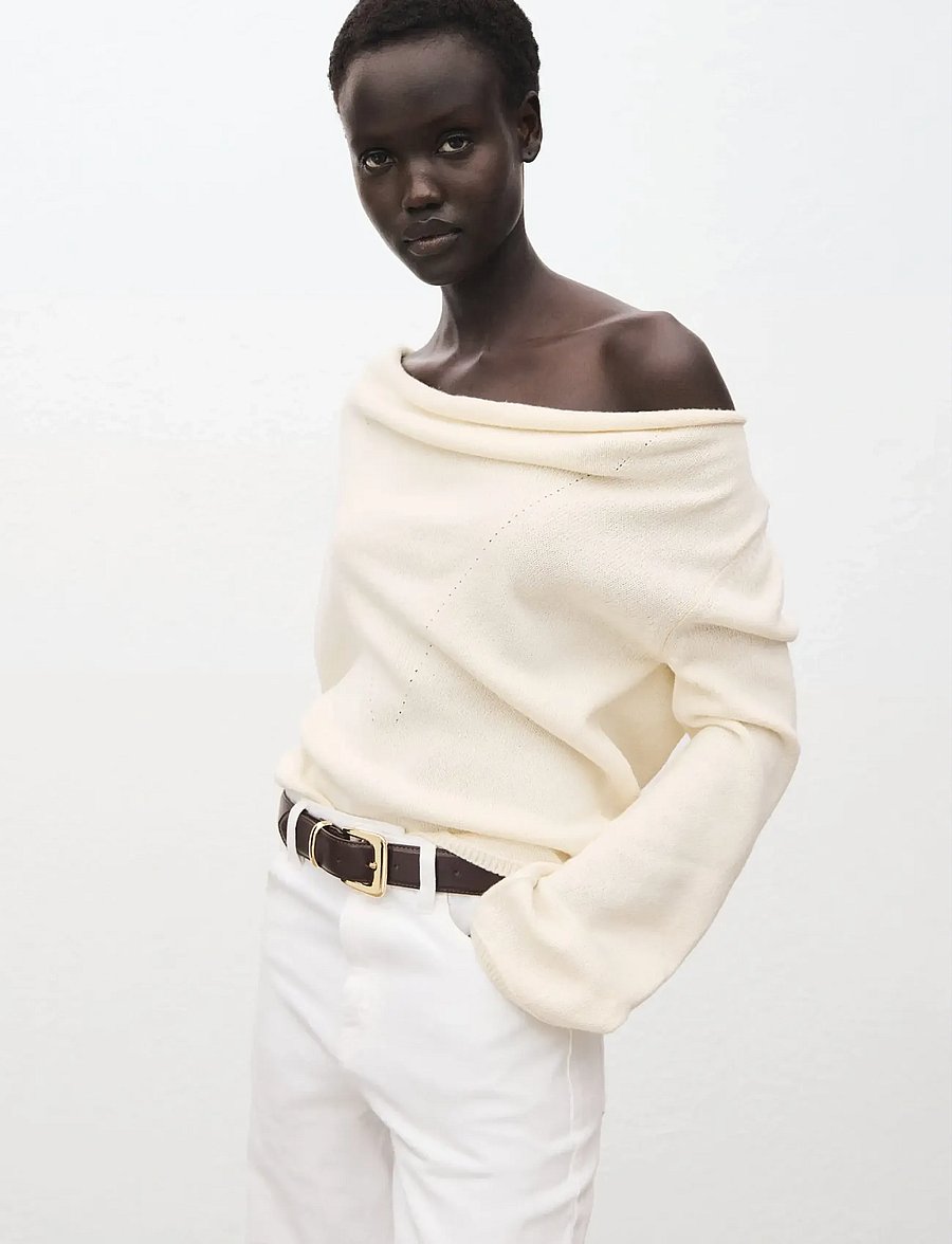 Mango - Draped-neck sweater - striktrøjer - light beige - 0