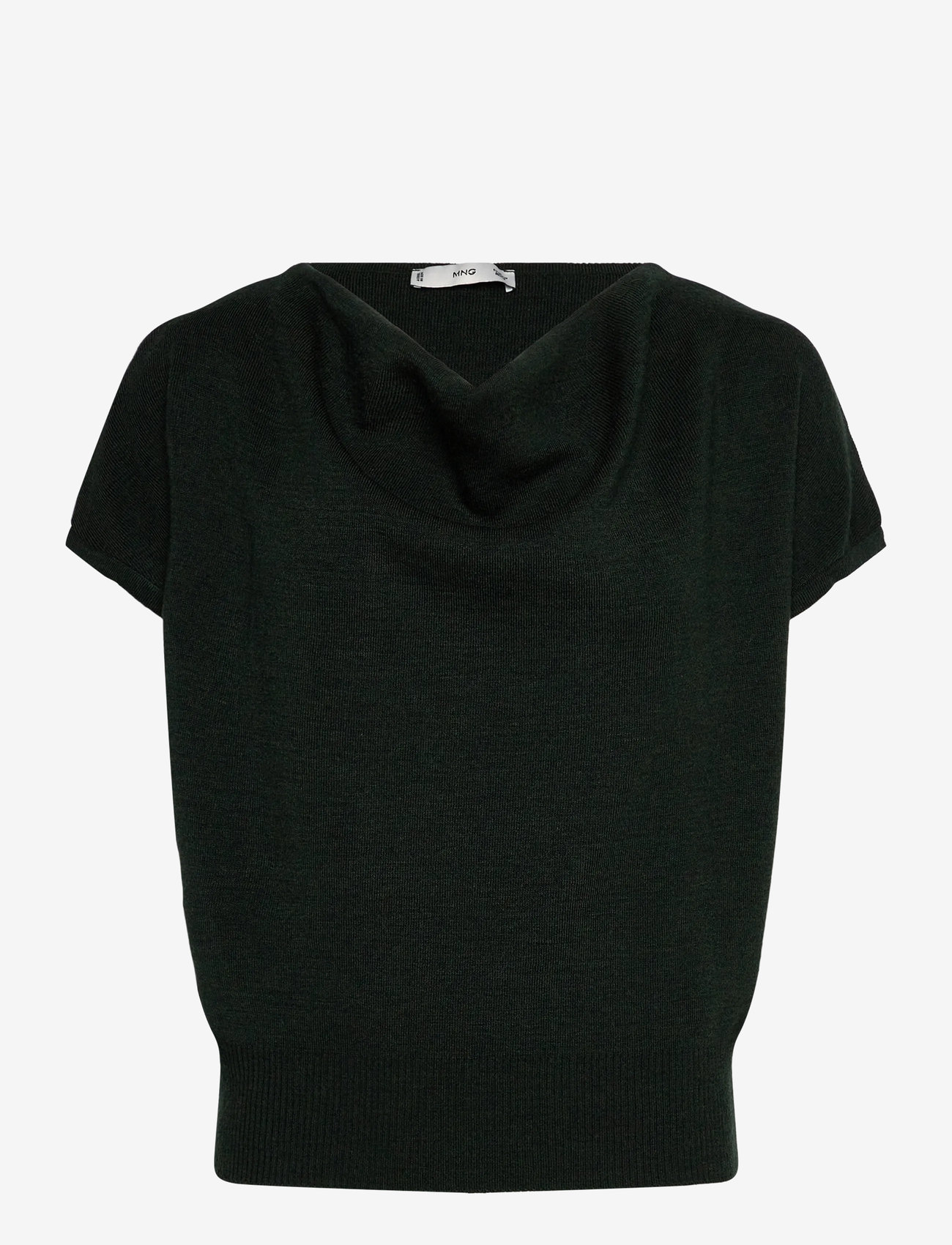 Mango - Short-sleeved top with draped neckline - laveste priser - dark green - 1