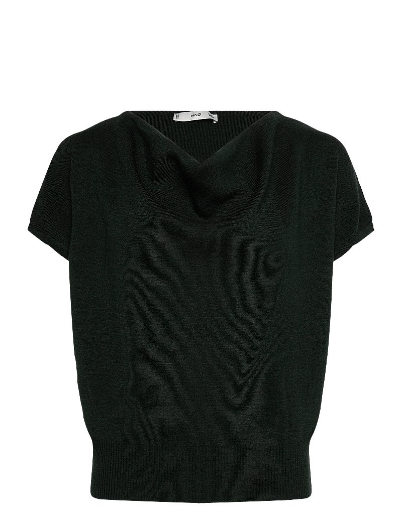 Mango - Short-sleeved top with draped neckline - t-shirts - dark green - 1