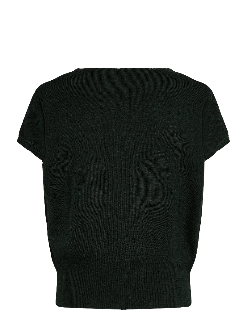 Mango - Short-sleeved top with draped neckline - t-shirts - dark green - 2